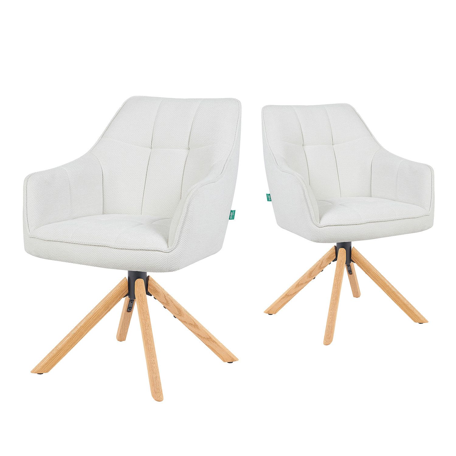 DUBI Möbel Polsterstuhl THOMAS-MIRA, 360° drehbar Massivholz oder Metallgestell 2er-Set