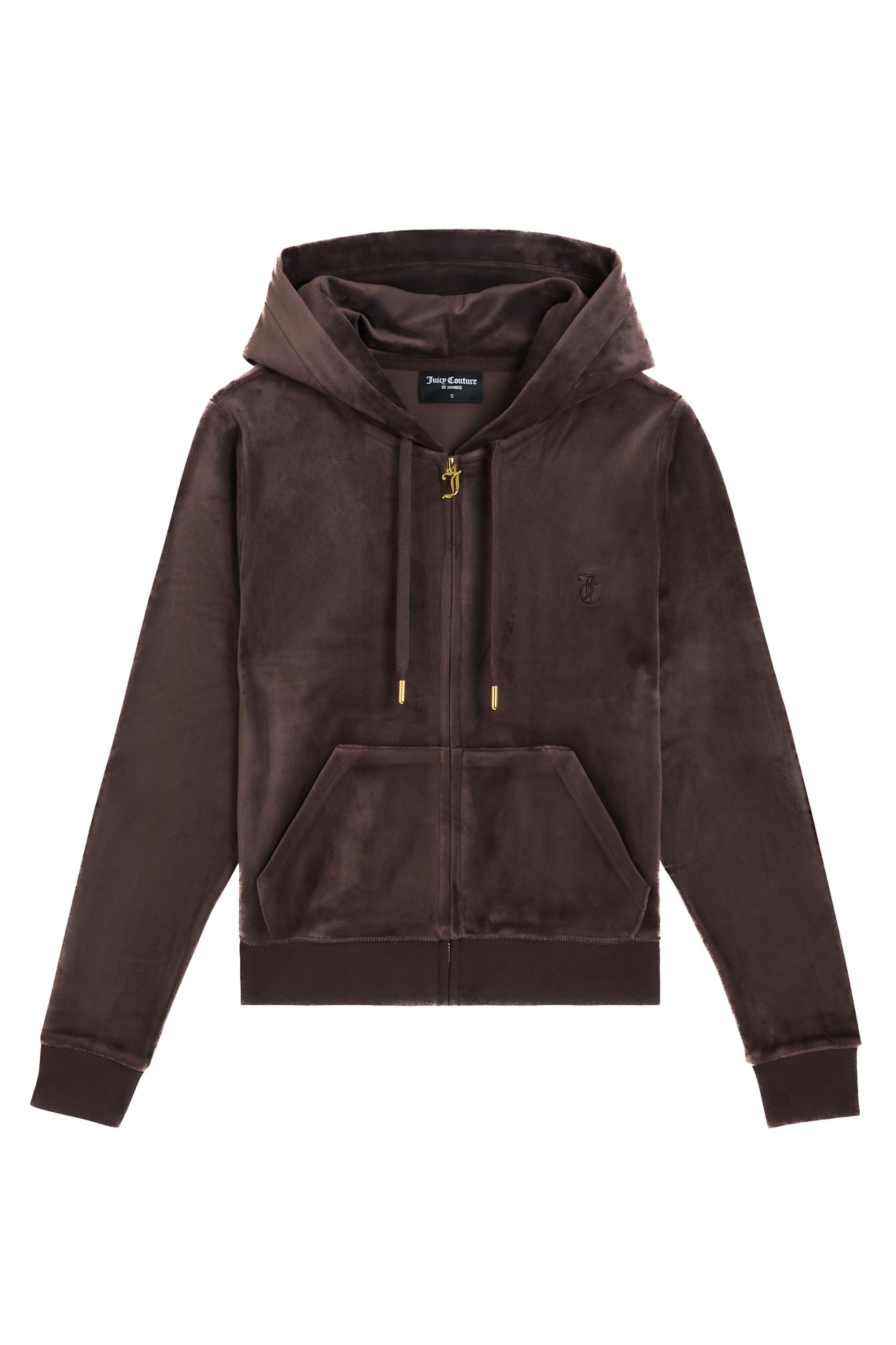 Juicy Couture Kapuzennickijacke ROBERTSON HOODIE GOLD HARDWARE Damen Trainingsjacke Damen, Sweatjacke mit Kapuze, Velour, mit Glitzer, Sale