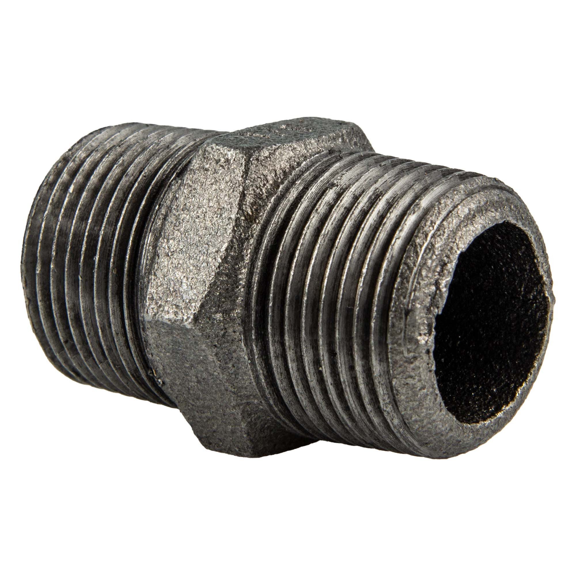 GEBO Gewindefitting Temperguss-Gewindefitting schwarz Doppelnippel, 1/2 Zoll