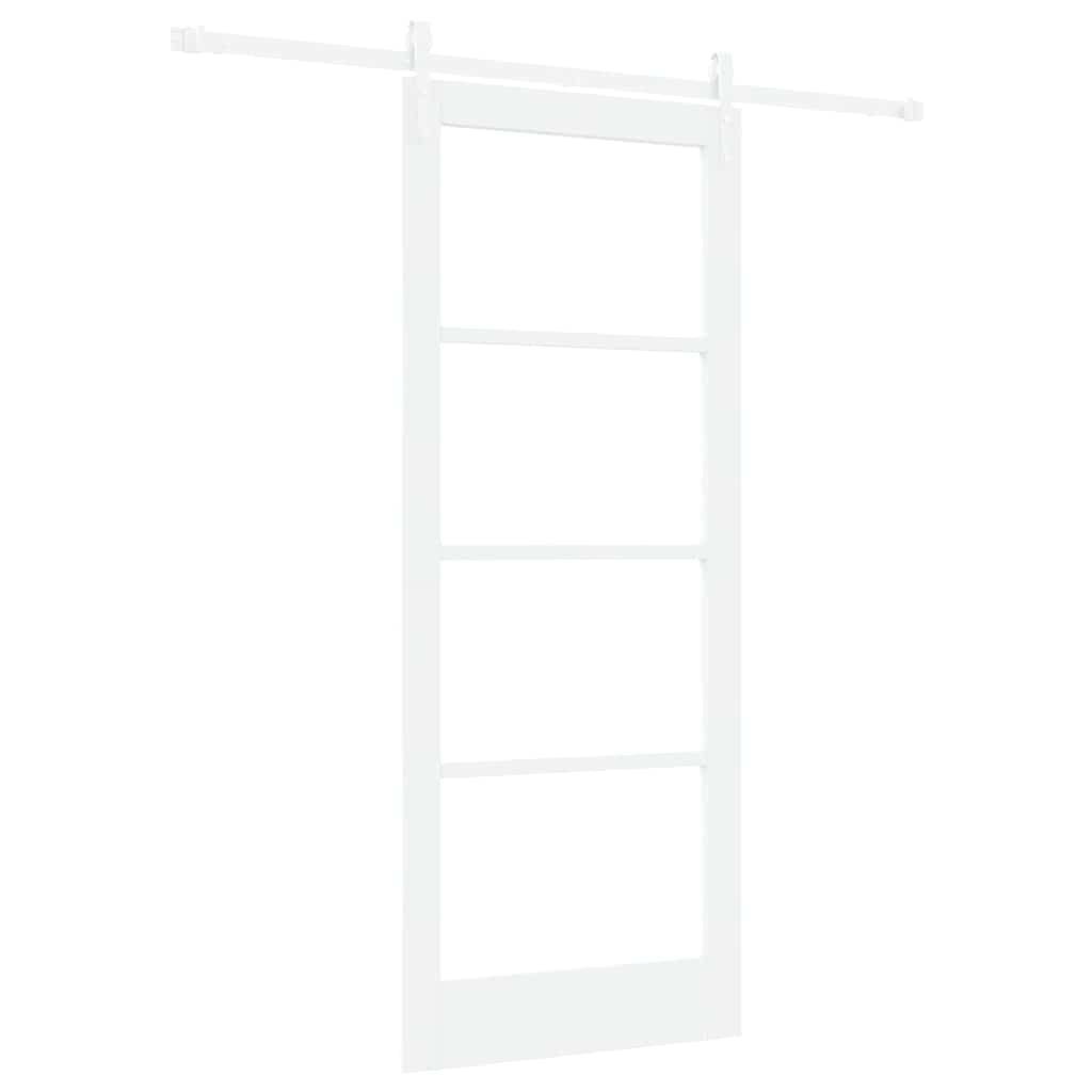 vidaXL Haustür Schiebetür Weiß 83 x 202 cm Massivholz Kiefer und Glas (1-St)
