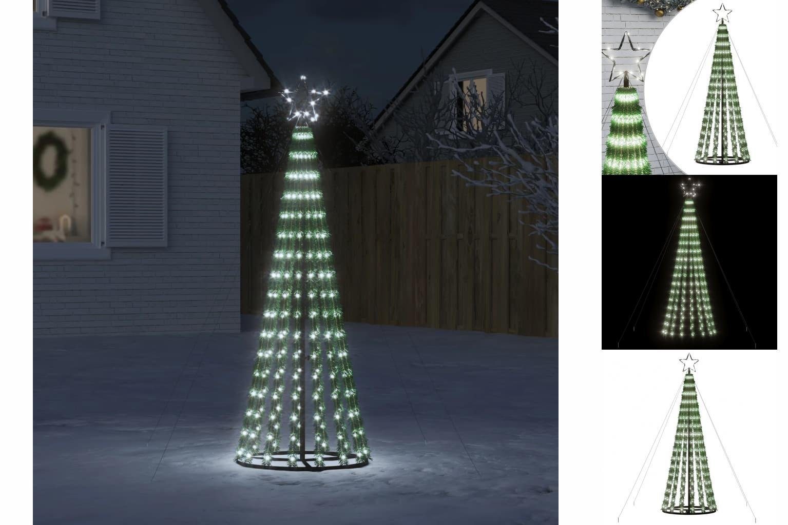 vidaXL Dekolicht Weihnachtsbaum Kegelform 275 LEDs Kaltweiß 180 cm Außenbereich