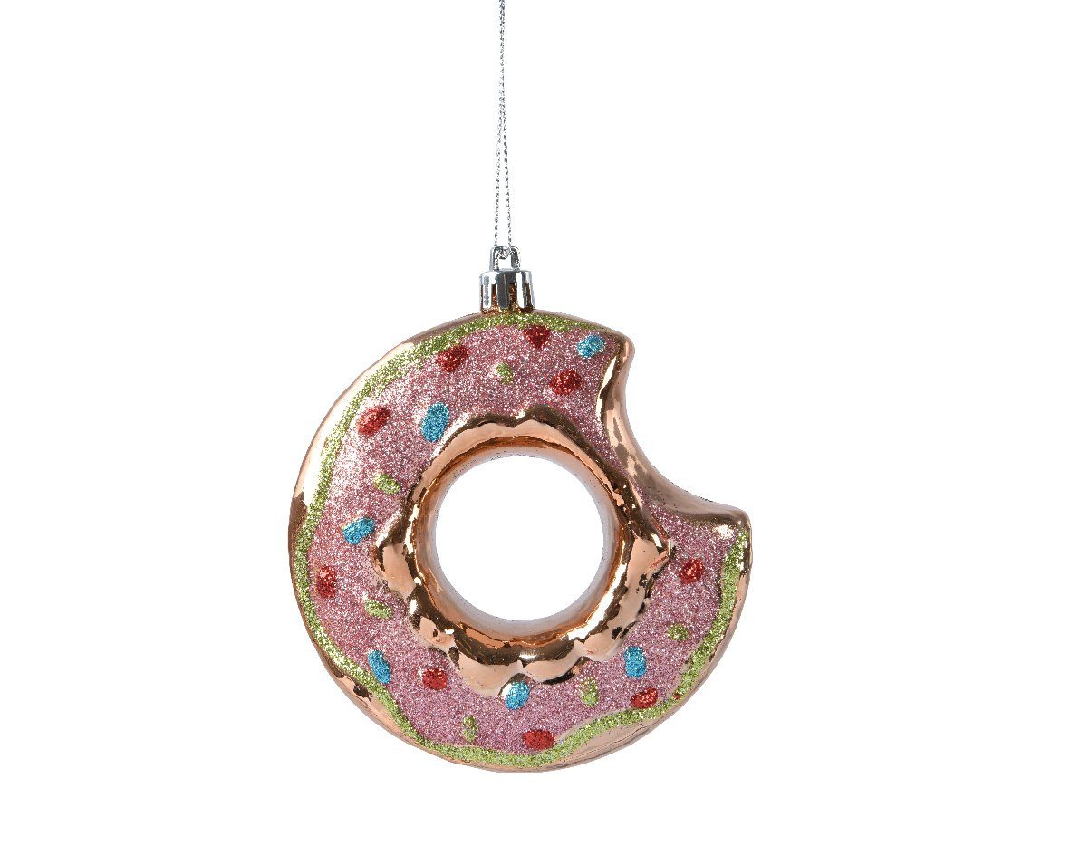 Decoris season decorations Christbaumschmuck, Christbaumschmuck - Kunststoff 10cm Rosa Donut Bunt 