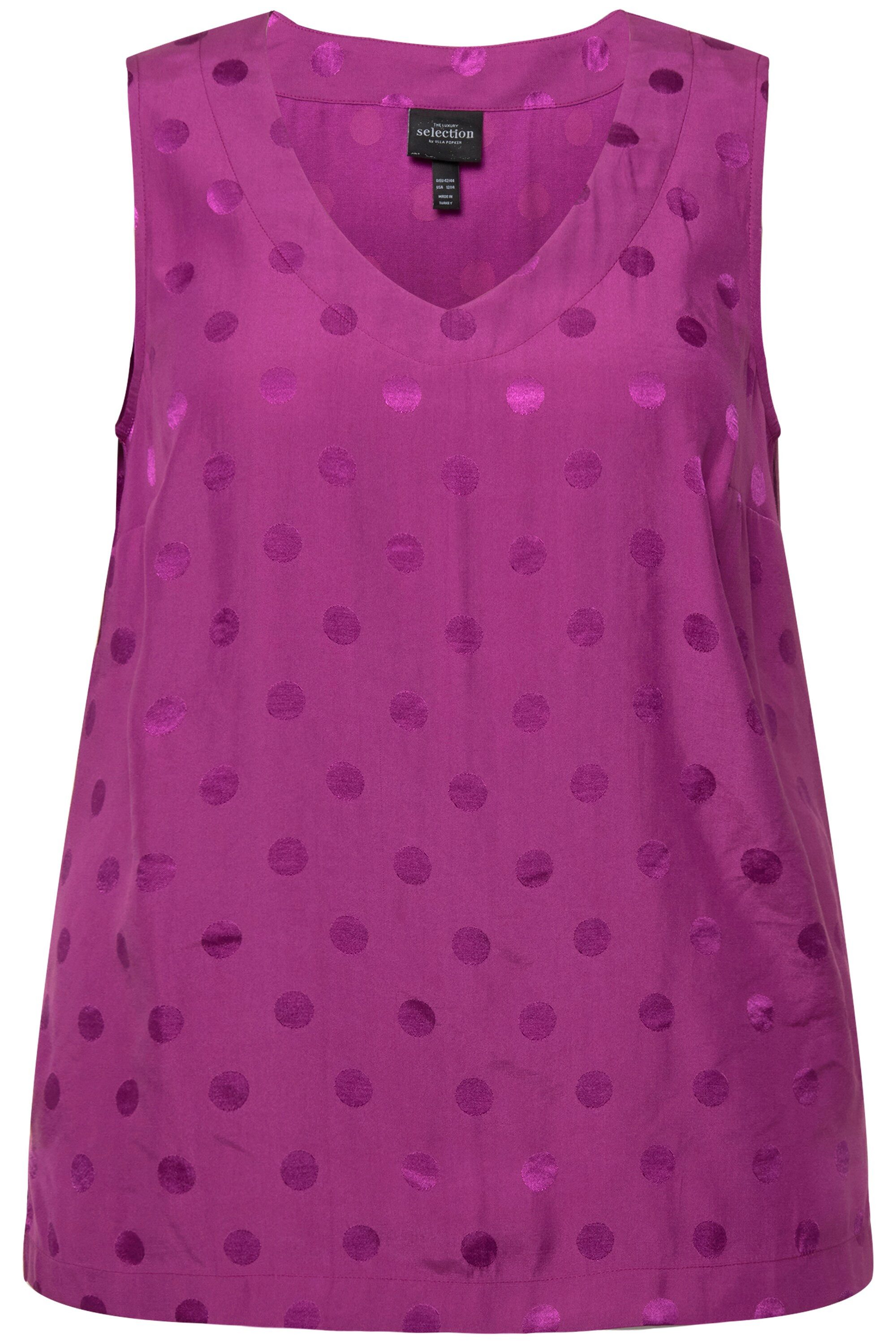 Ulla Popken Spitzenbluse Blusentop Jacquard-Punkte V-Ausschnitt günstig online kaufen
