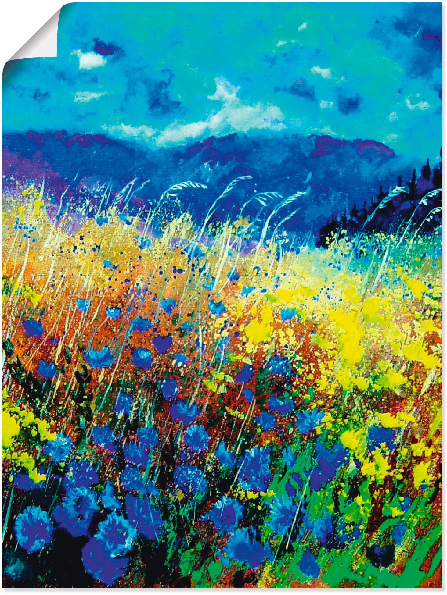 Artland Wandbild Blaue wilde Blumen, Blumenwiese (1 St), als Alubild,  Leinwandbild, Wandaufkleber oder Poster in versch. Größen