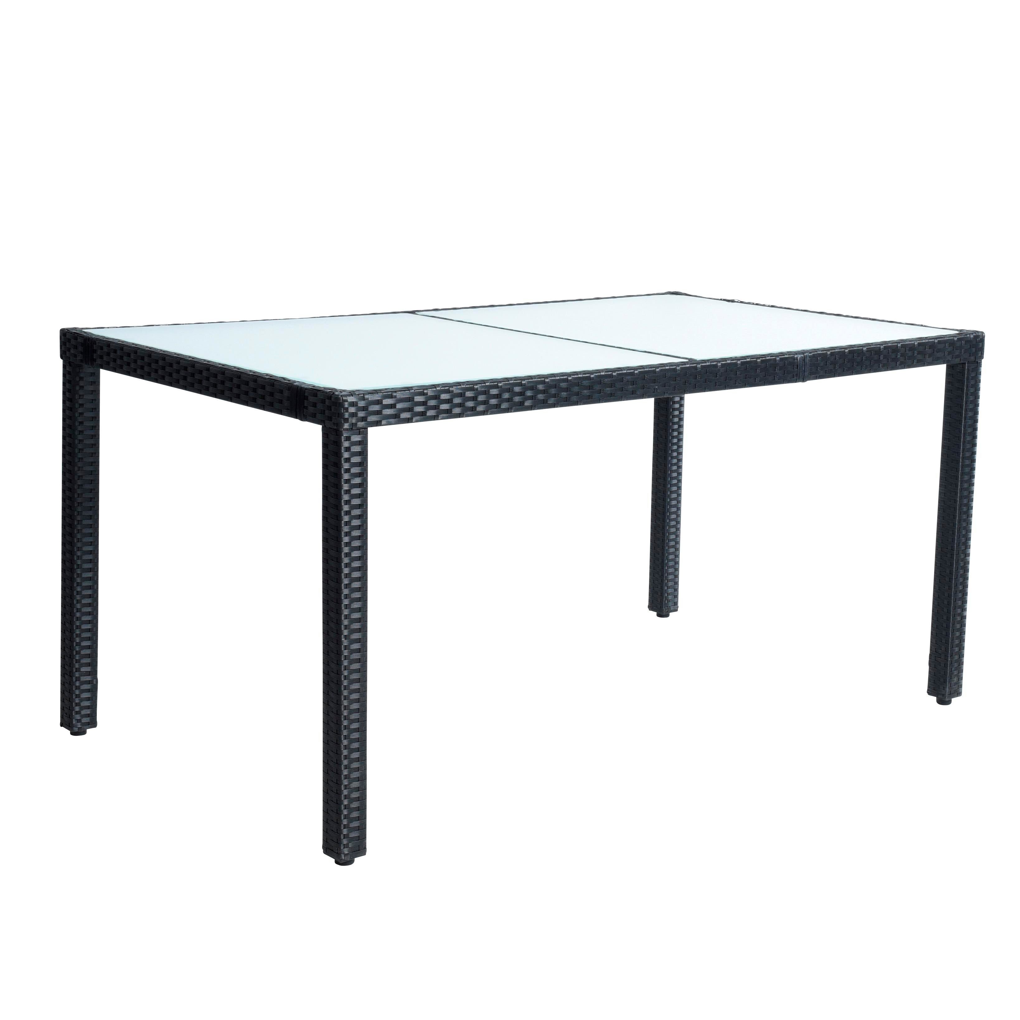 ESTEXO Sitzgruppe Poly-Rattan Essgruppe Gartenmöbel Set 6 Personen Gartenset Schwarz