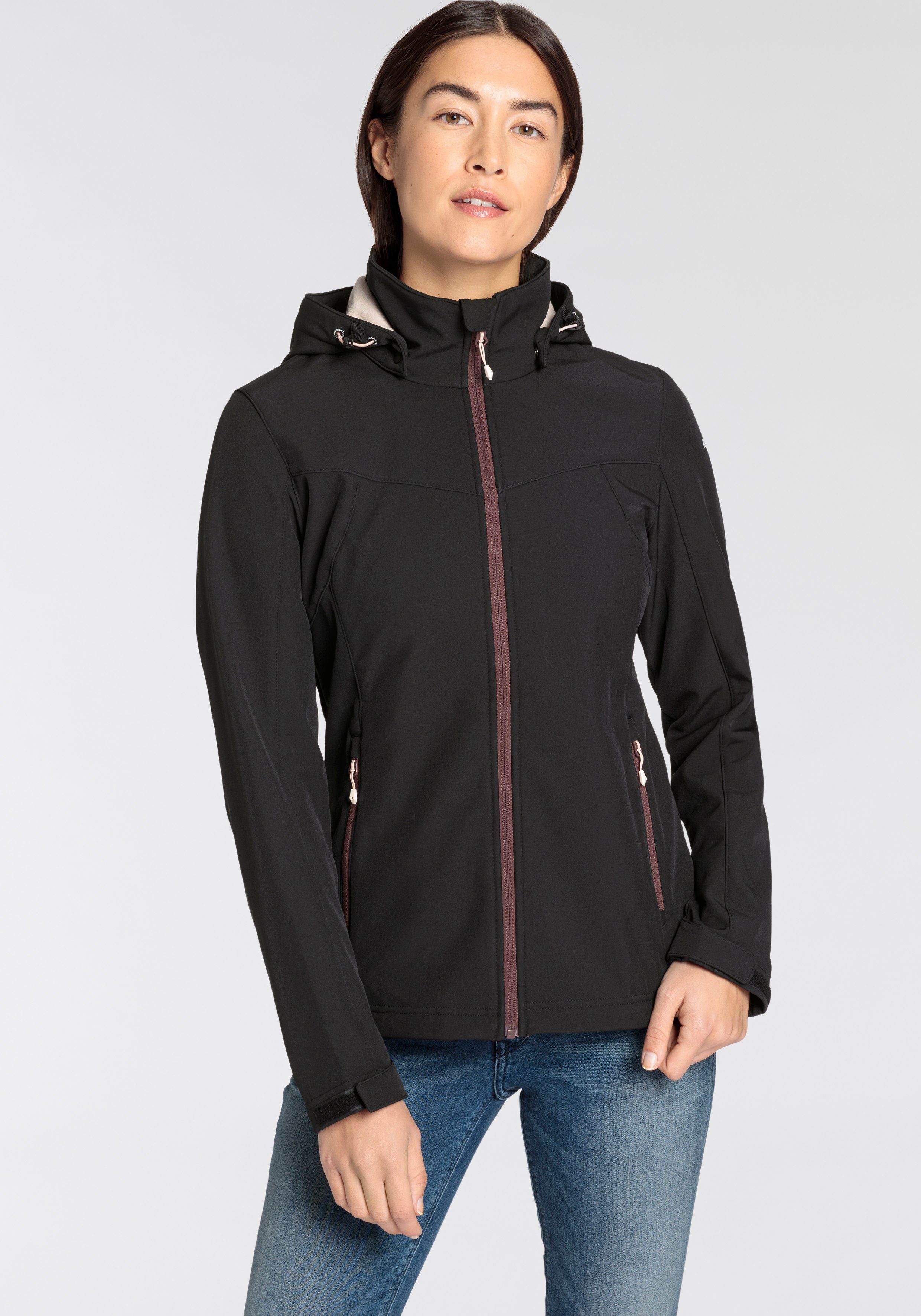 Icepeak Softshelljacke D SOFTSHELLJACKE mit hohem Stehkragen BRENHAM ANTHRAZIT/lila