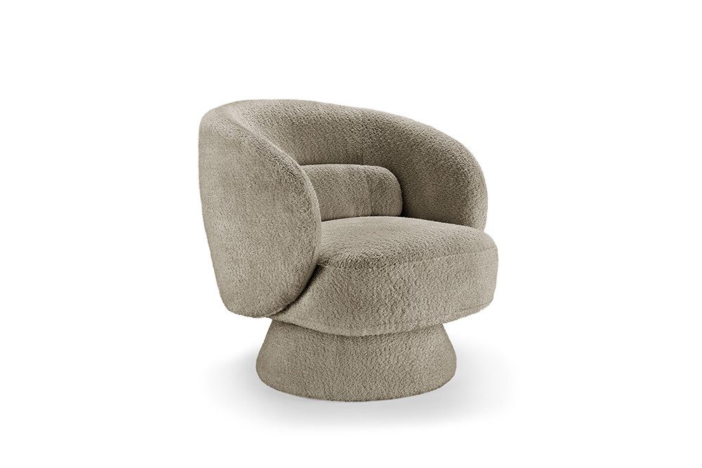 riess-ambiente Drehsessel BOSSA NOVA taupe - Bouclé, Rundumbezug, 360° drehbar, fertig montiert (Einzelartikel, 1-St), Retro Sitz im Scandinavian Design - ideal – Bild 3 von 5