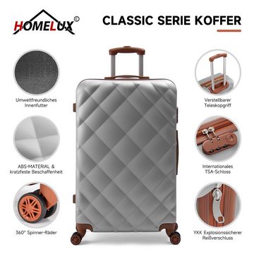 HOMELUX Trolleyset Kofferset 3 Teilig Hartschale Reisekoffer ABS, 4 Rollen, (set, 3 tlg., 3), Trolley Rollkoffer Hartschalenkoffer Set - M-L-XL