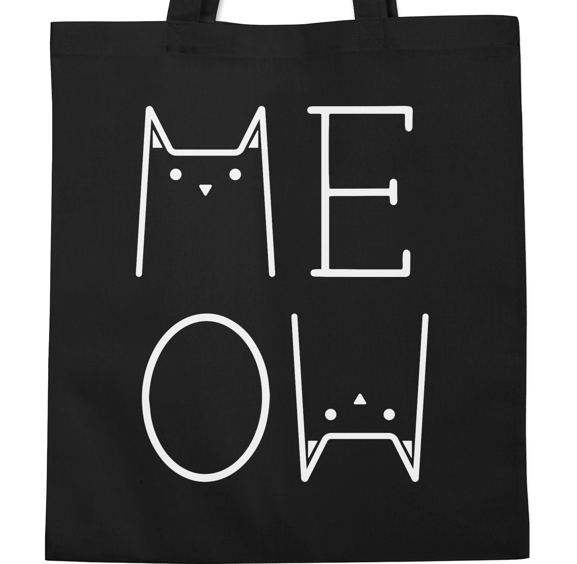 Schwarz weiß, Umhängetasche Geschenk MEOW Shirtracer 1 Katzenbesitzer