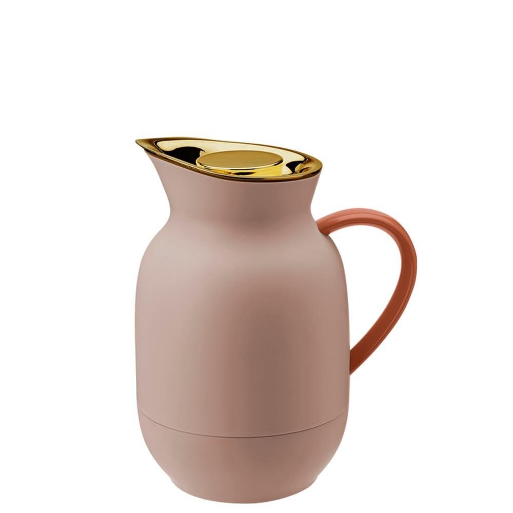 Stelton Isolierkanne Amphora - Soft Peach, 1 l, mattes Altrosa, schmal, Lehmkrug-Design