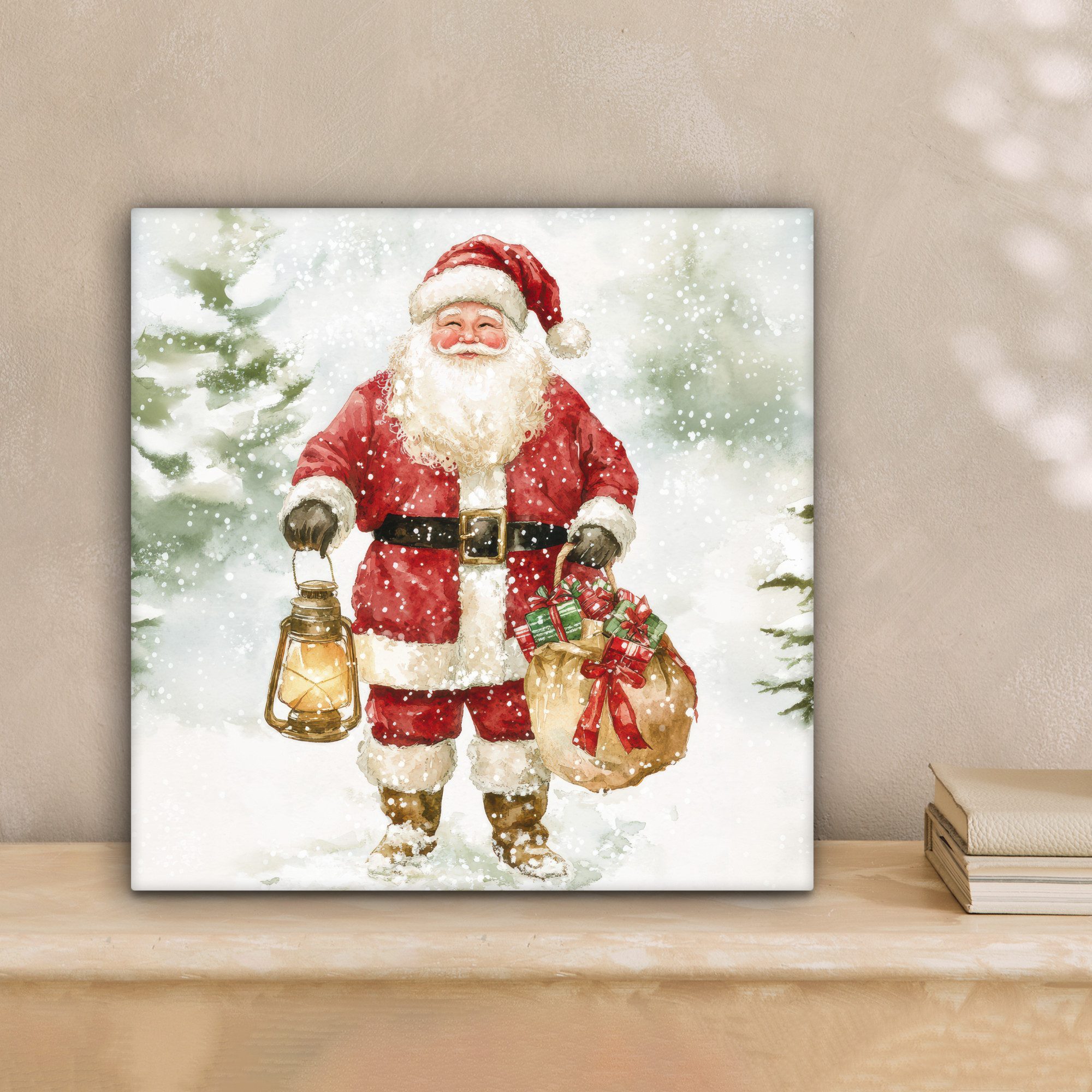 OneMillionCanvasses® Leinwandbild Weihnachtsmann - Winter - Schnee - Weiß - günstig online kaufen