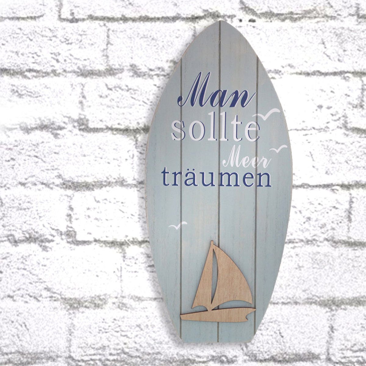 finehomegarden Dekofigur Surfbrett Board Aqua blau creme Holz Maritim Hänge günstig online kaufen