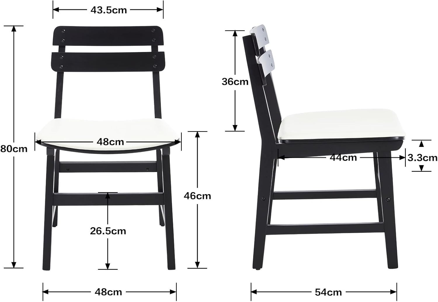 WAHSON OFFICE CHAIRS Esszimmerstuhl 2er Set Küchenstuhl Holz mit PU Lederpolster, ergonomisch für Küche
