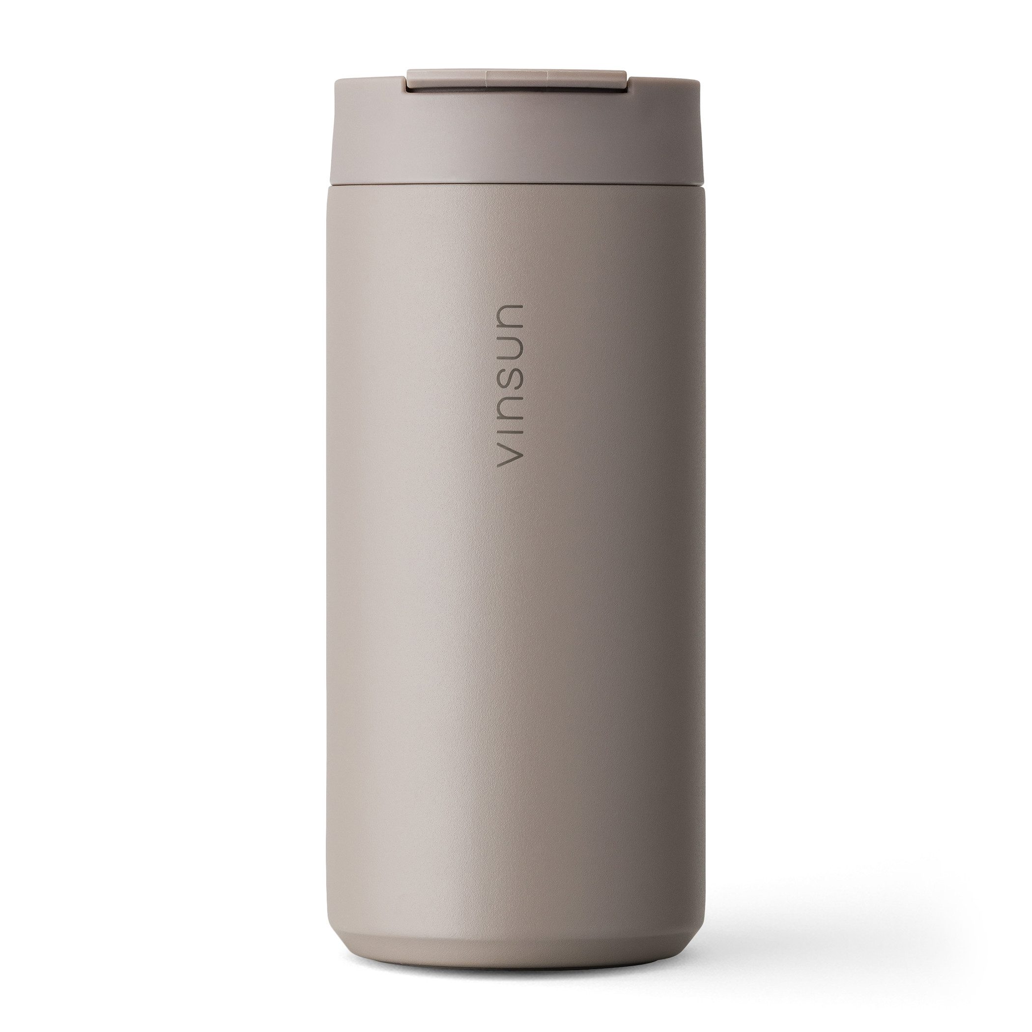 Vinsun Thermobecher Edelstahl Isolierbecher 350ml - Kaffeebecher doppelwandig isoliert, 2-tlg., Edelstahl, BPA frei, auslaufsicher, bruchfest, Kalt- und Heißgetränke