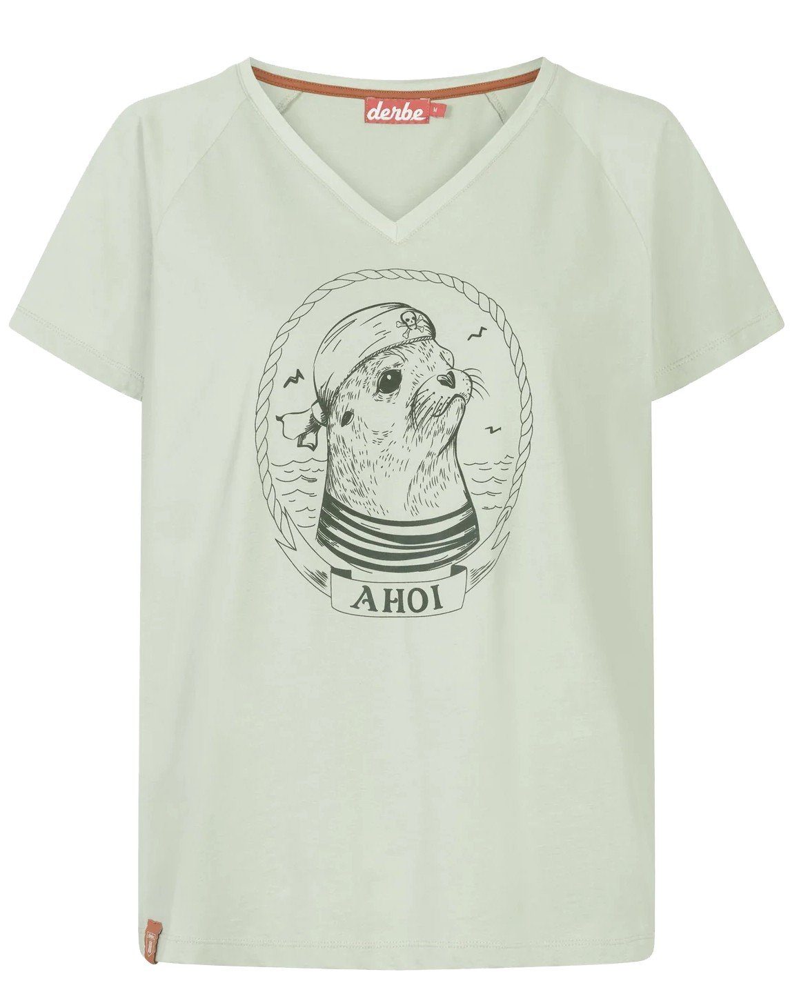 Derbe T-Shirt Matrosenrobbe Made / Portugal, in Baumwolle, Engel Blauer Knopf Grüner