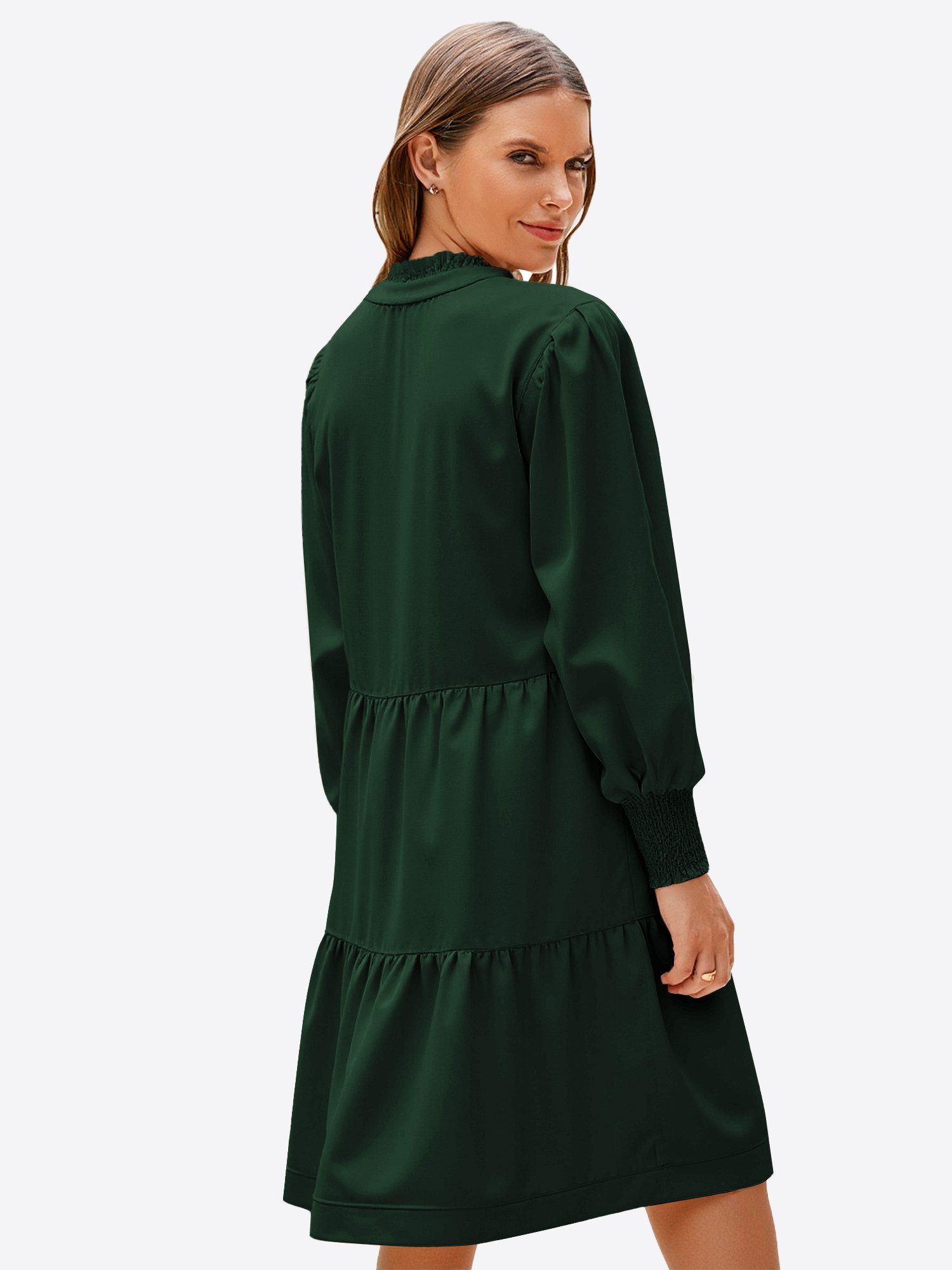 Imily Bela Minikleid Damen Langarm Lockerer Kleid mit V-Ausschnitt (Packung günstig online kaufen