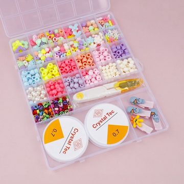 DTC GmbH Bettelarmband 29 Fächer, Bunte Perlen Perlenbox mit Haarspange (Kreieren Sie Ihre eigenen Kreationen mit einer Auswahl an farbenfrohen Perlen und Werkzeugen für all Ihre Perlenbedürfnisse!, 1-tlg)