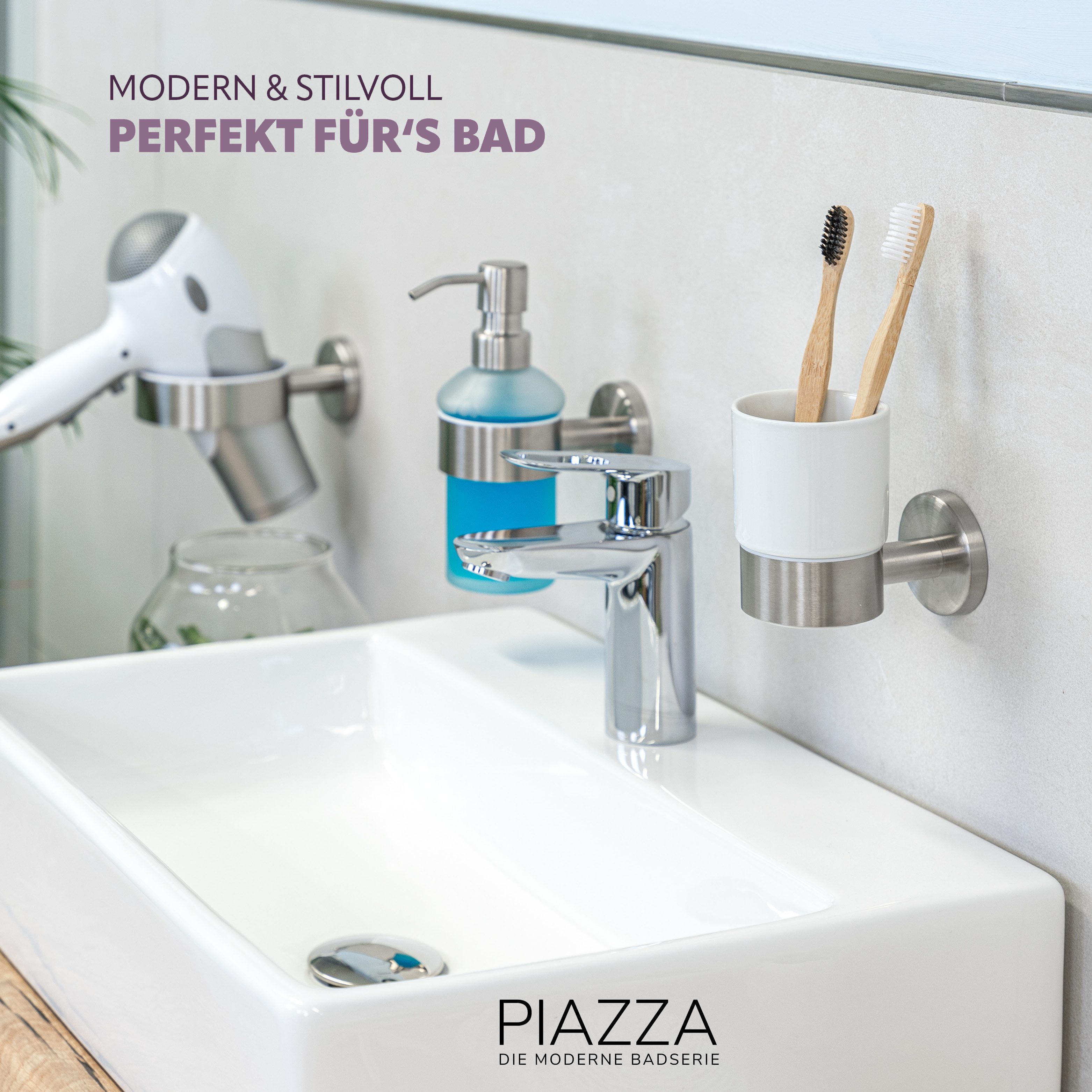 bremermann Zahnputzbecher Bad-Serie PIAZZA - Becherhalter aus Keramik und E günstig online kaufen