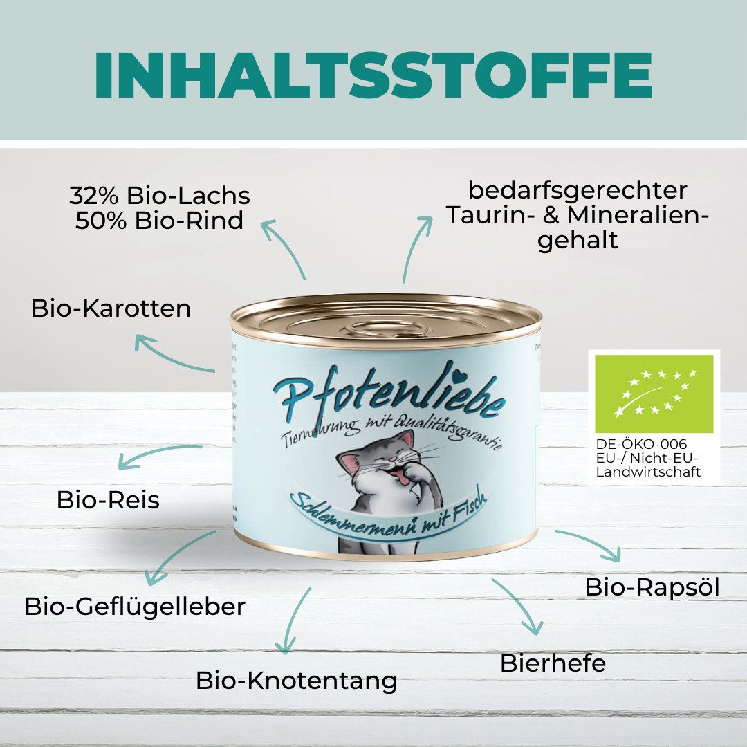 Pfotenliebe Schlemmermenü mit Fisch 6x100g, Nassfutter für: Katzen