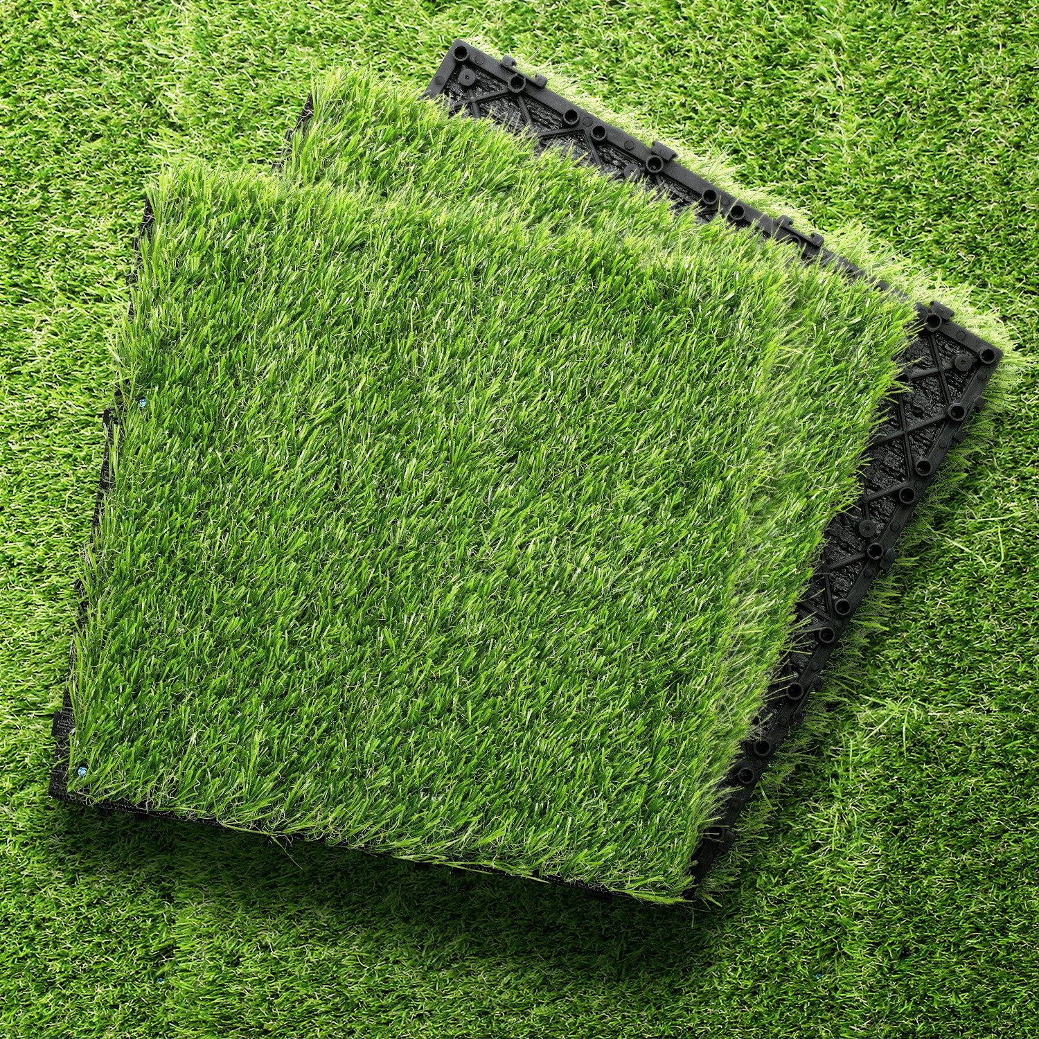 Clanmacy Kunstrasen Kunstrasen Terrassenfliesen 110x 30x30cm 10m² Drainage-Klicksystem