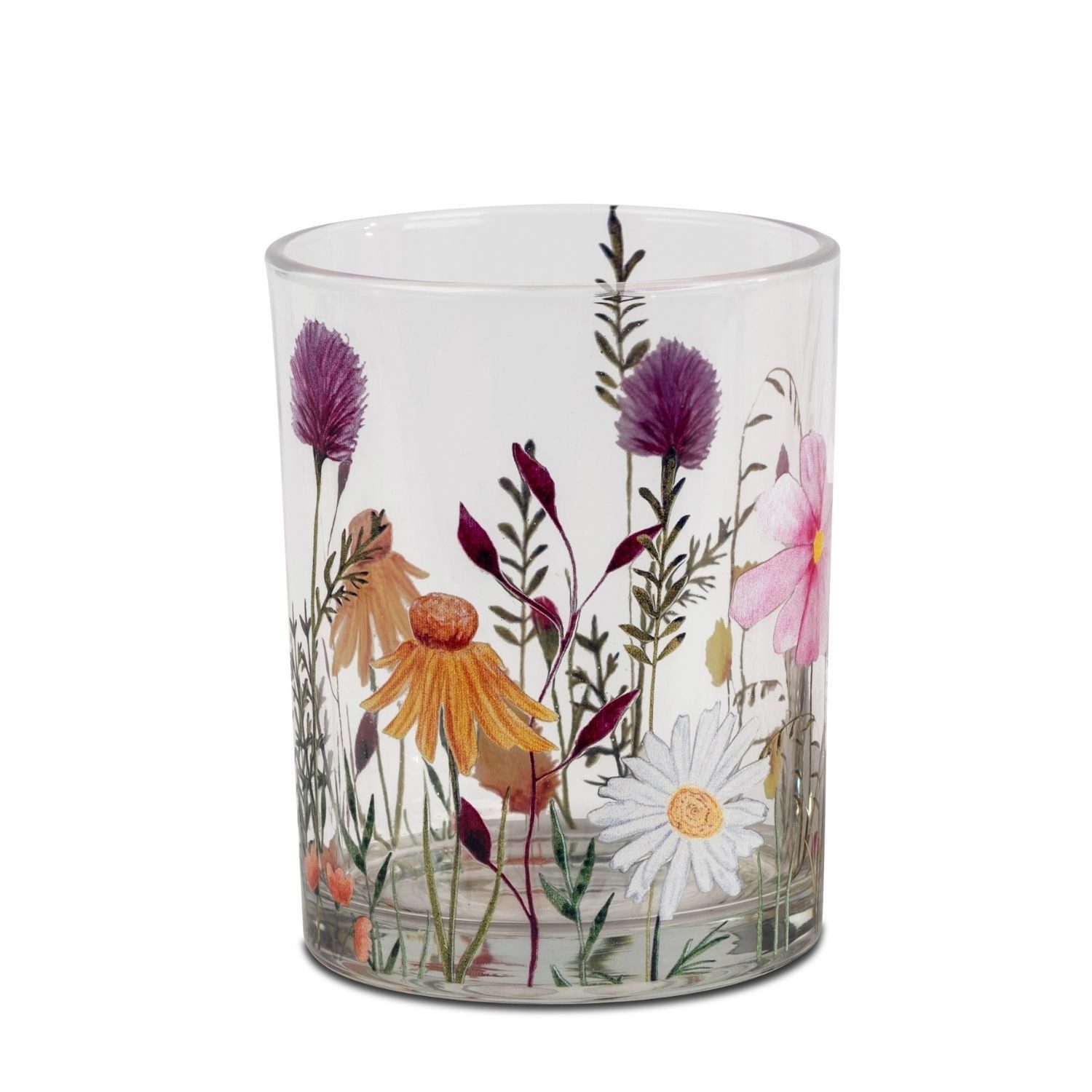 formano Teelichthalter Wiesenblumen, Höhe: 12,5cm, Farbe: Transparent, Motiv: Blumen