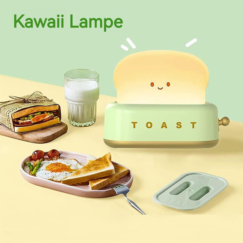 Kawaii-Toaster-Pflegelicht, Schreibtischlampe für LED-Nachtlicht dimmbar Kinder, LED rot MOUTEN