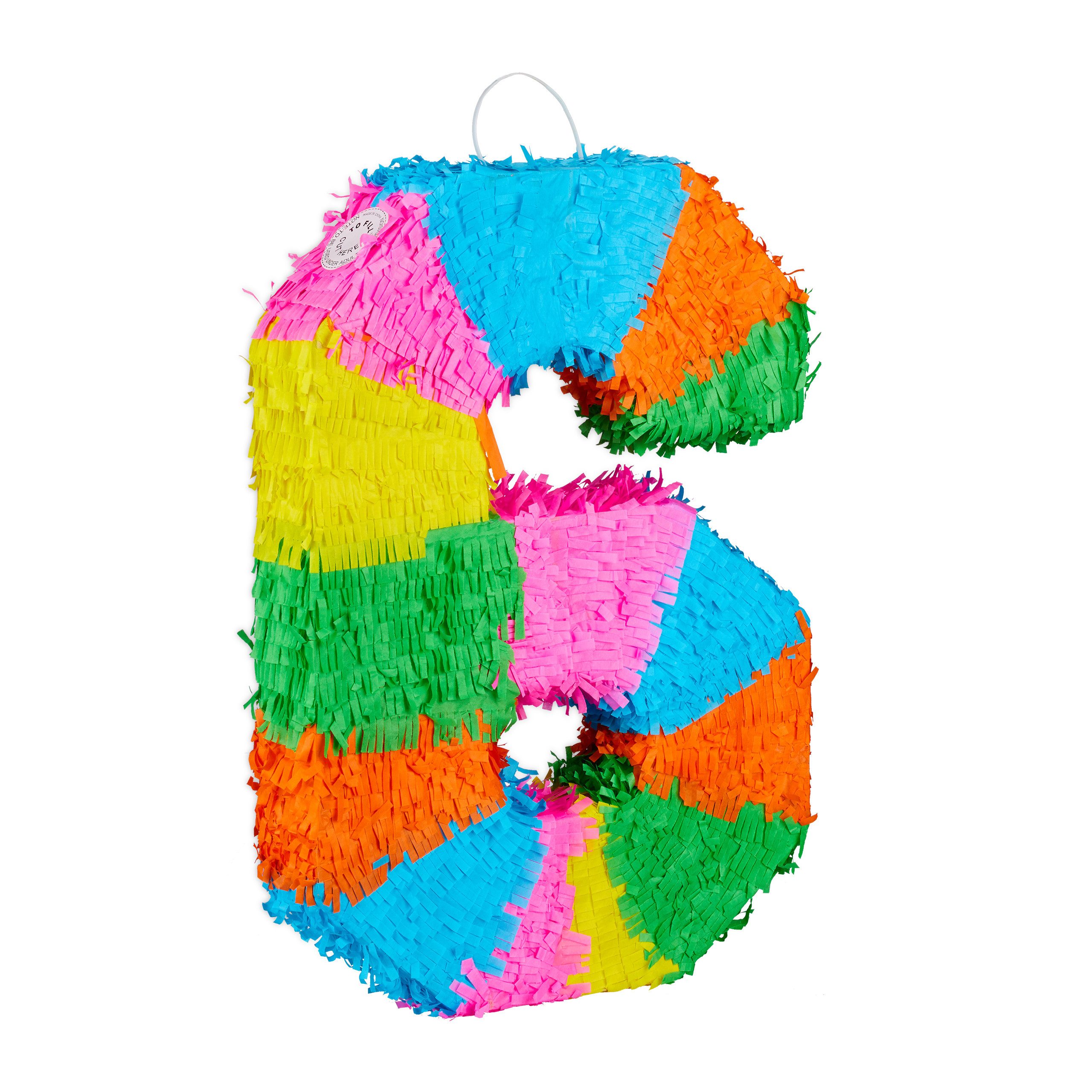 relaxdays Pinata 3-teiliges Pinata Set Zahl 6