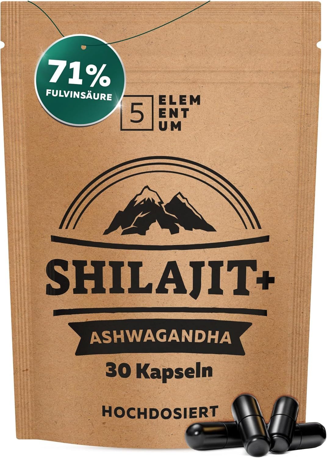 5 Elementum Mumijo Shilajit 30 Kapseln - aus dem Himalaya Kapseln, Laborgetestet à 15 g