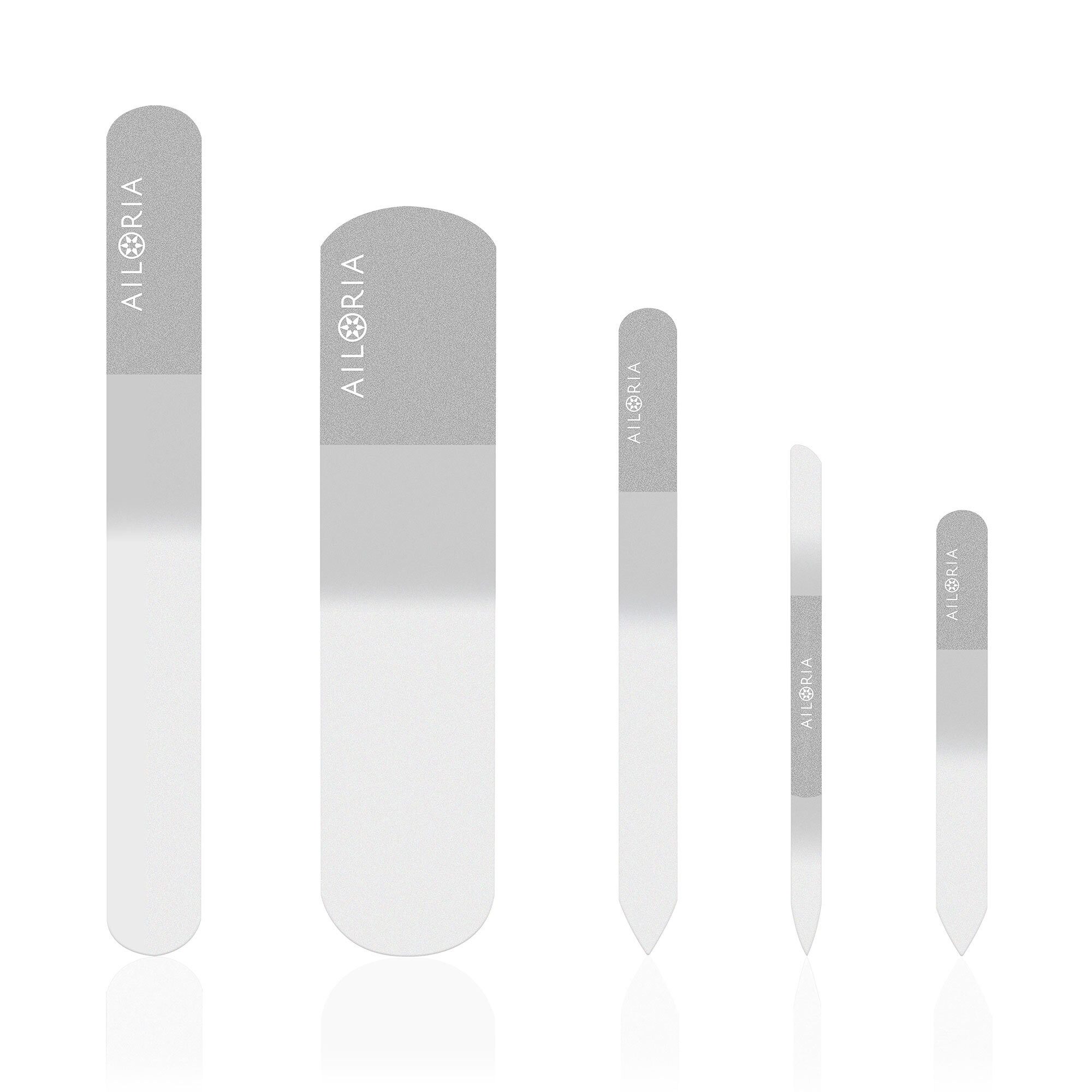 AILORIA Glasnagelfeile CONTOUR LUXE Glas-Nagelfeilenset, Set, 5-tlg., Glas-Nagelfeilenset