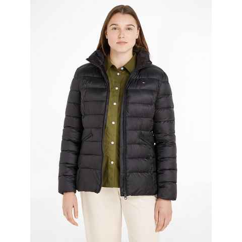 Tommy Hilfiger Steppjacke MW PADDED GLOBAL STRIPE JACKET mit Logo hinten auf Stehkragen, herausnehmbare Kapuze, wasserabweisend