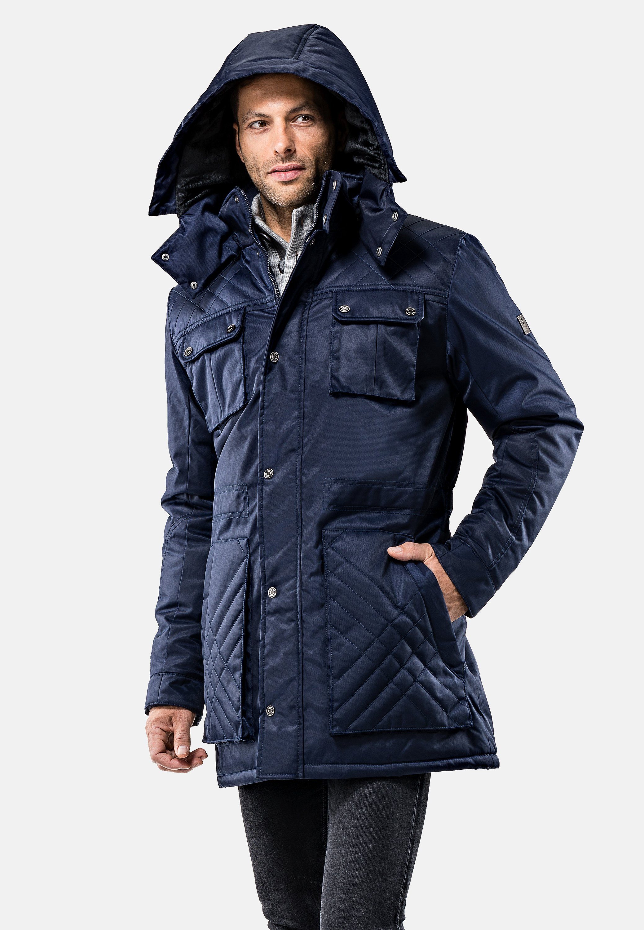 Vincenzo Boretti Winterjacke Stehkragen mit abnehmbarer Kapuze günstig online kaufen