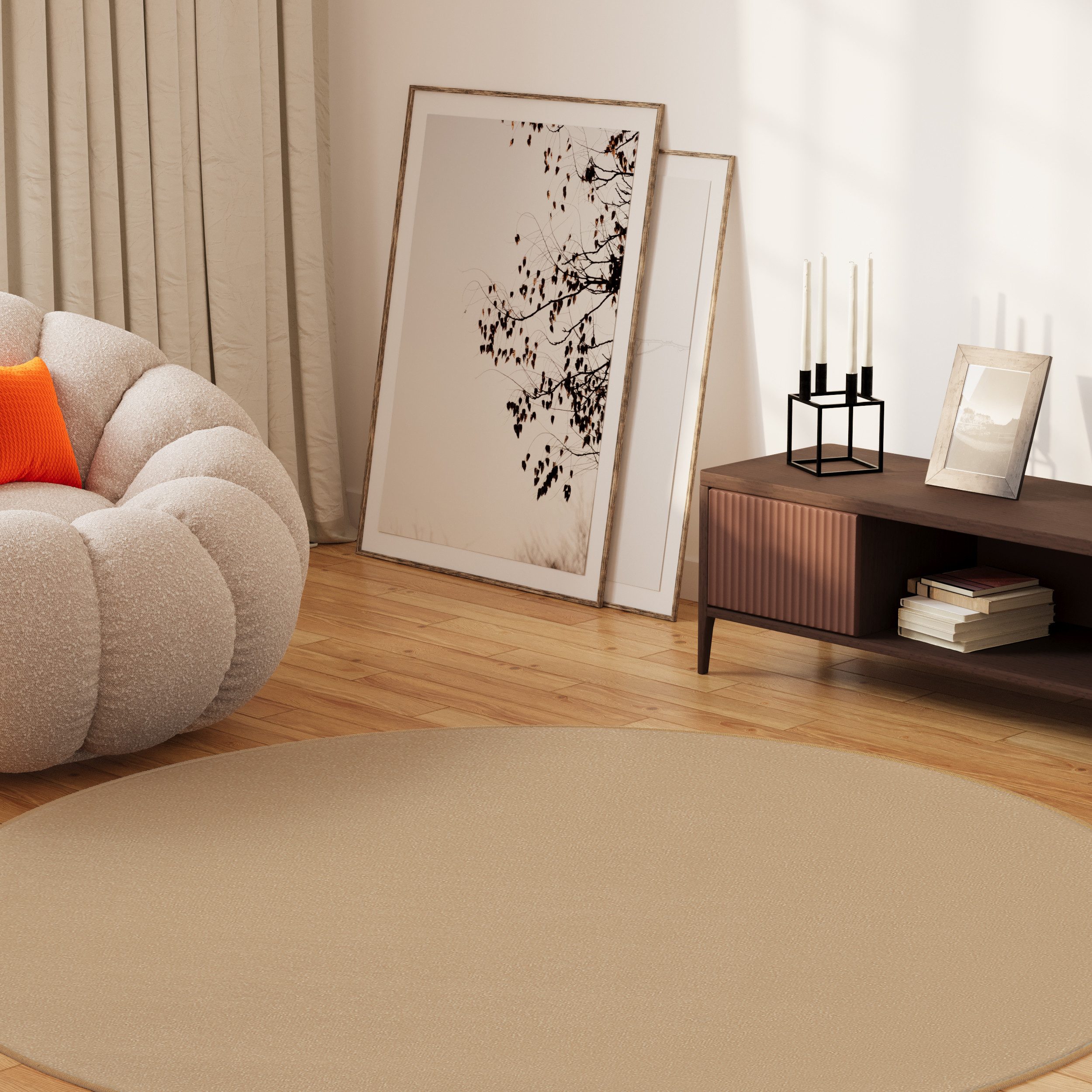 Tapiso Outdoorteppich MONO, rund, Höhe: 6 mm, Kurzflor Indoor Outdoor Einfarbig