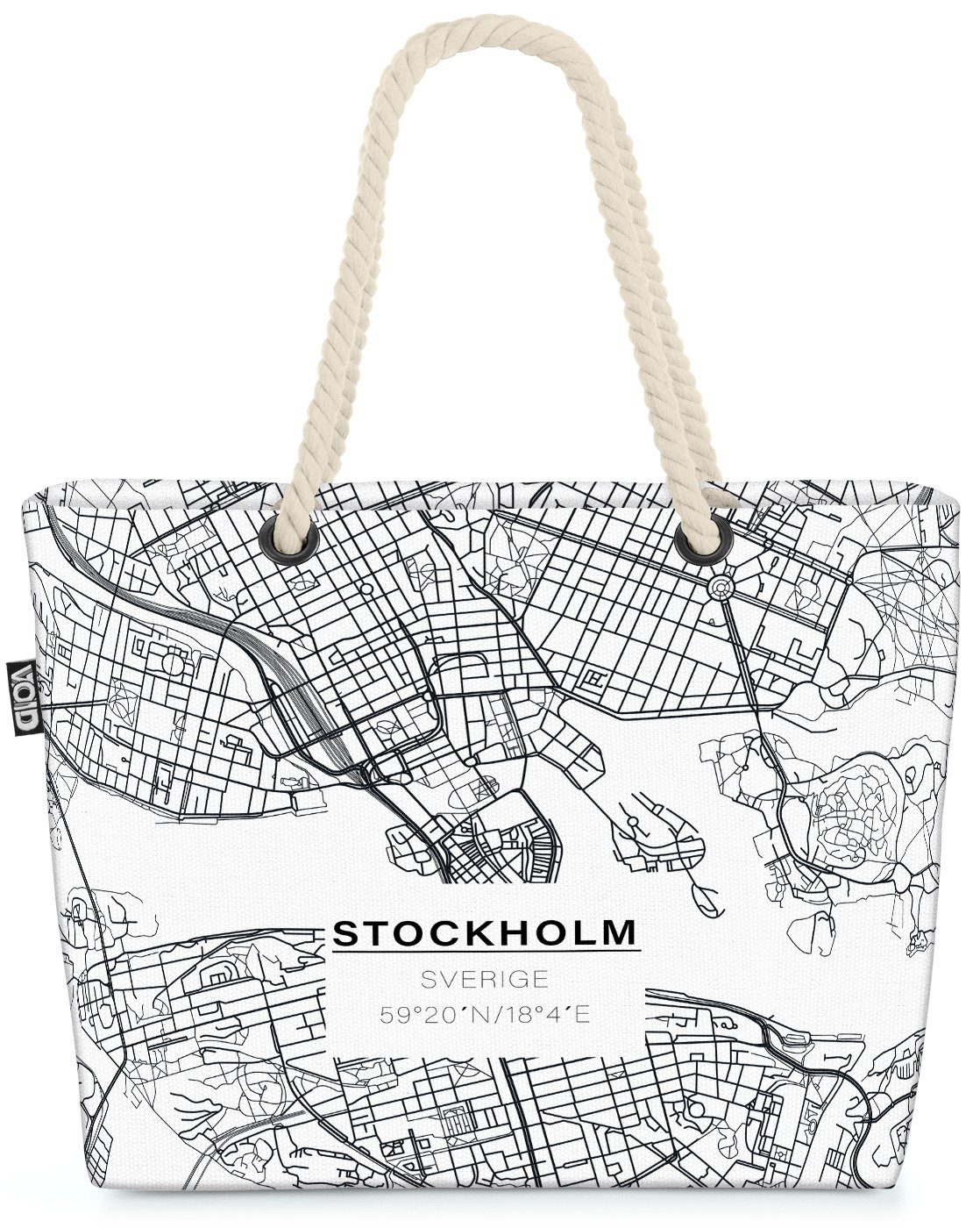 VOID Strandtasche (1-tlg), Stockholm Karte Beach Bag landkarte stockholm schweden skandinavien Stadtkarte