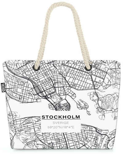 VOID Strandtasche (1-tlg), Stockholm Karte Beach Bag landkarte stockholm schweden skandinavien Stadtkarte