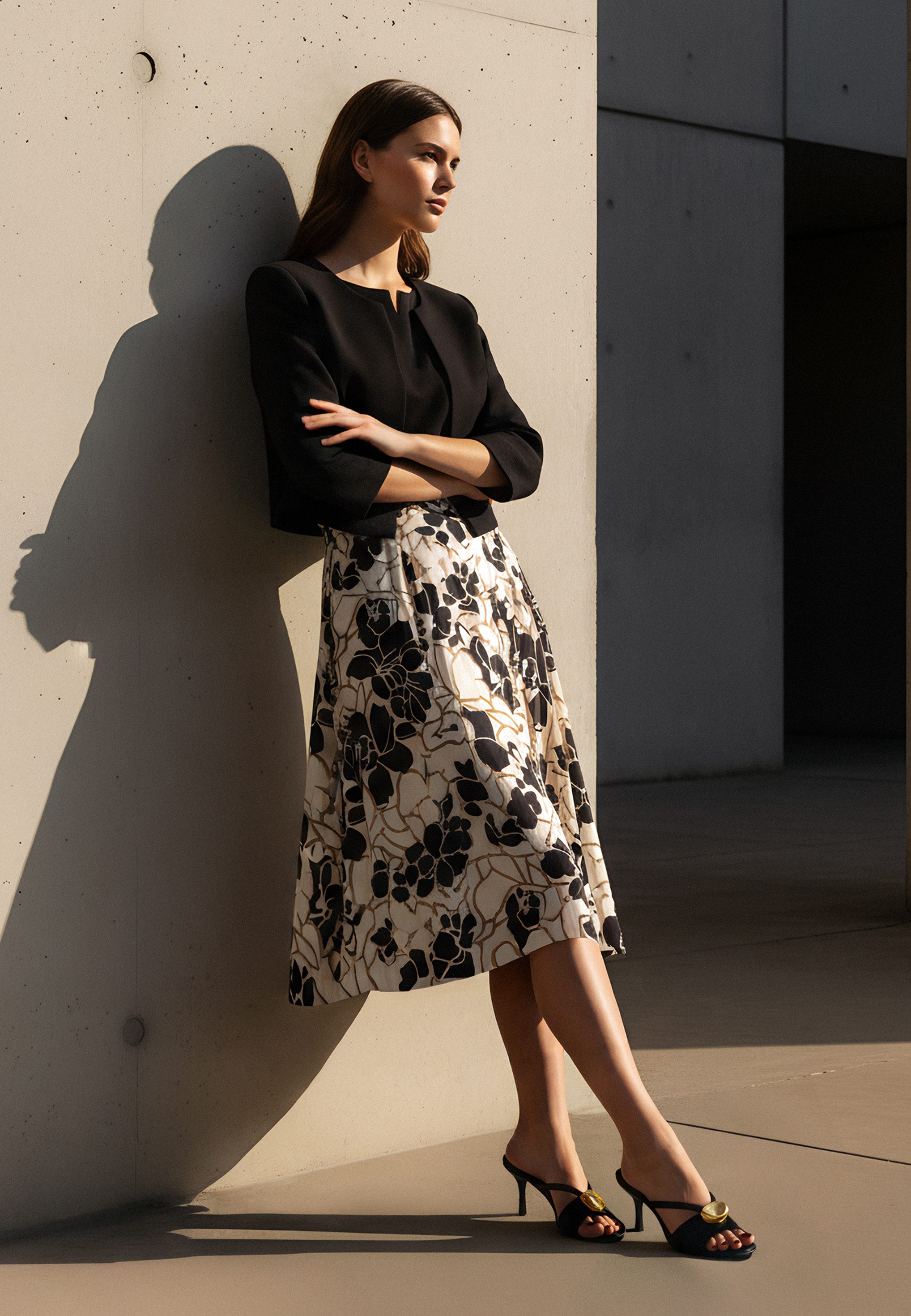 Betty Barclay Etuikleid Materialmix, Damen mit ausgestelltem Rock