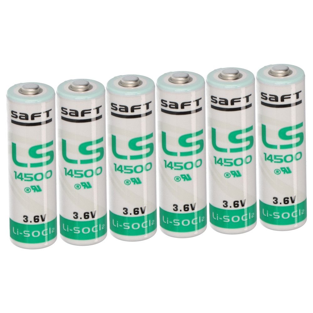 Saft 6x Saft Lithium 3,6V Batterie LS14500 AA - Zelle Batterie