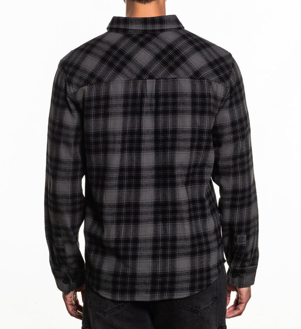Sullen Clothing Langarmhemd Buckhead Flannel Shirt Holzfällerhemd Kariert Grau