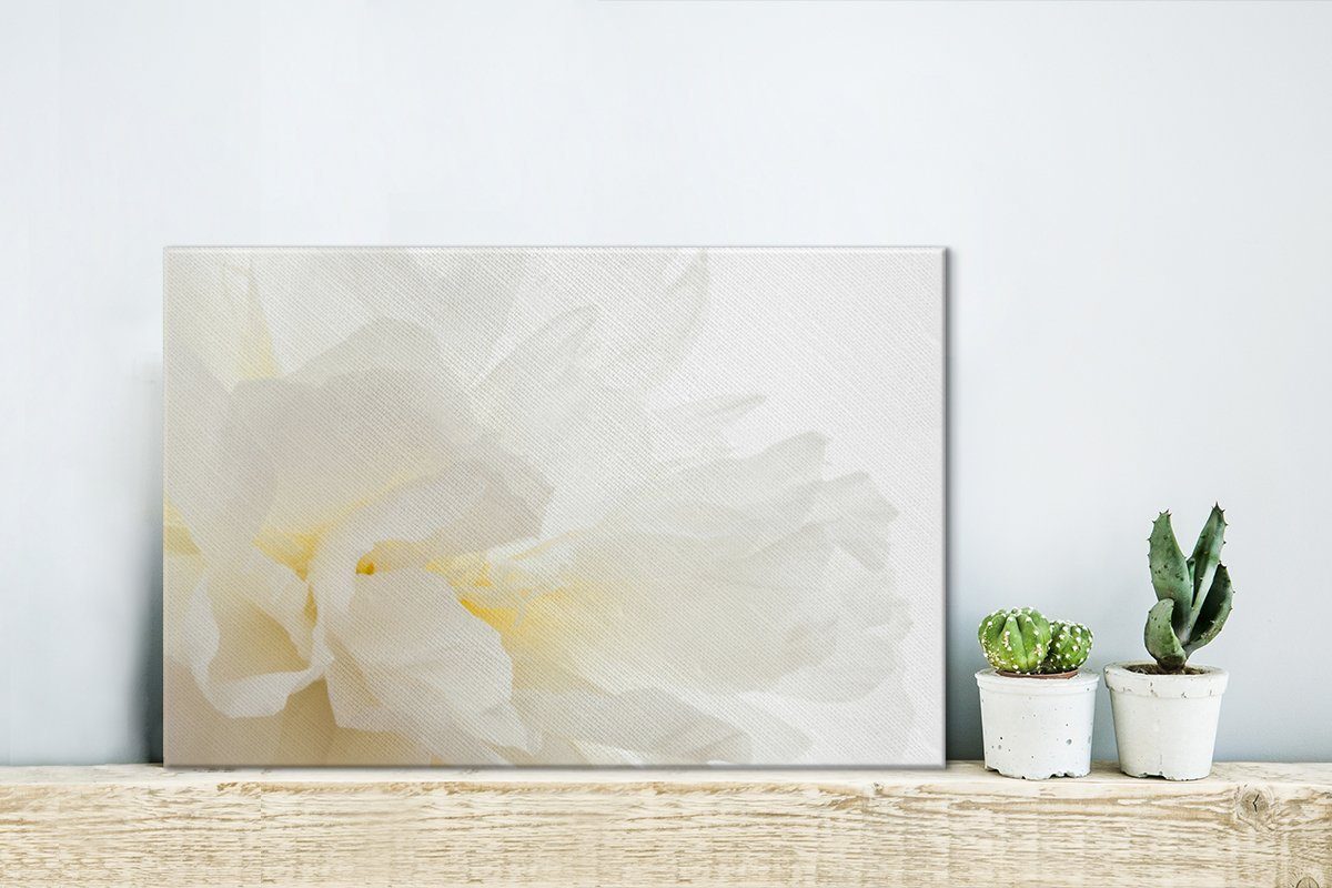 OneMillionCanvasses® Leinwandbild Nahaufnahme einer weißen Pfingstrose von der Seite, Fotodruck (1 St), Leinwand Bilder Klein, Wand Dekoration Aesthetic 30x20 c – Bild 2 von 5
