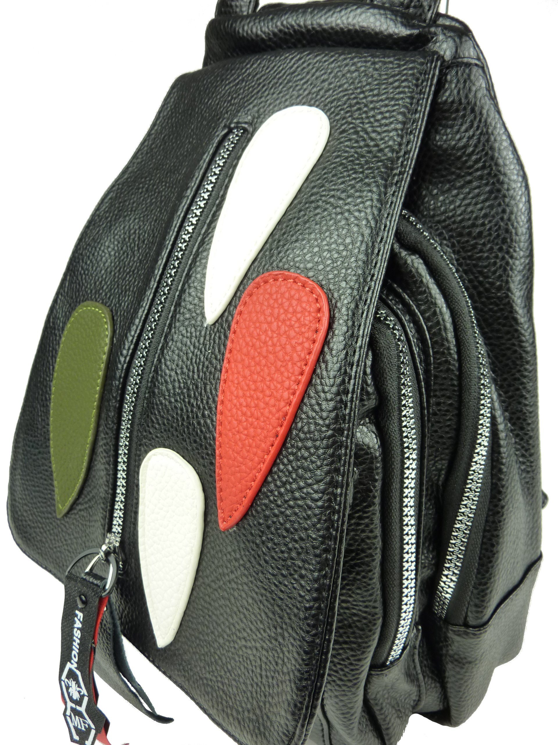 Design viele Rucksack Fächer Rucksacktasche, 069, Damen modernes schwarz drops 83-6-24 Taschen4life Schultertasche - klassiche