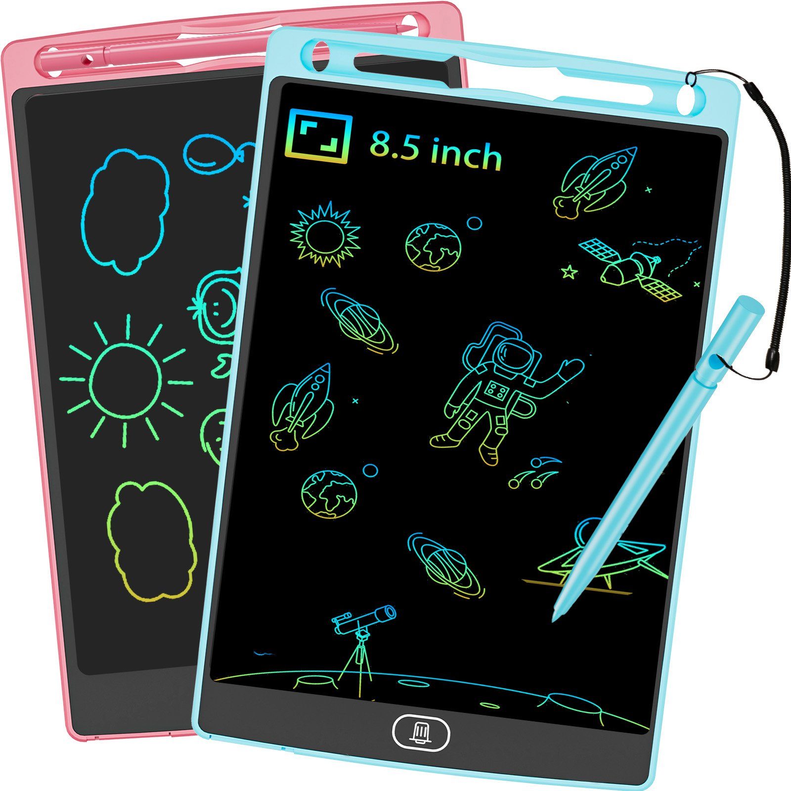 JOEAIS Zaubertafel 2 Pack LCD Schreibtafel Kinder Maltafel Zeichenbrett Schreibtablett, 8.5 Zoll Drawing Tablet Digital Notepad für Jungen Mädchen(Rosa+Blau)