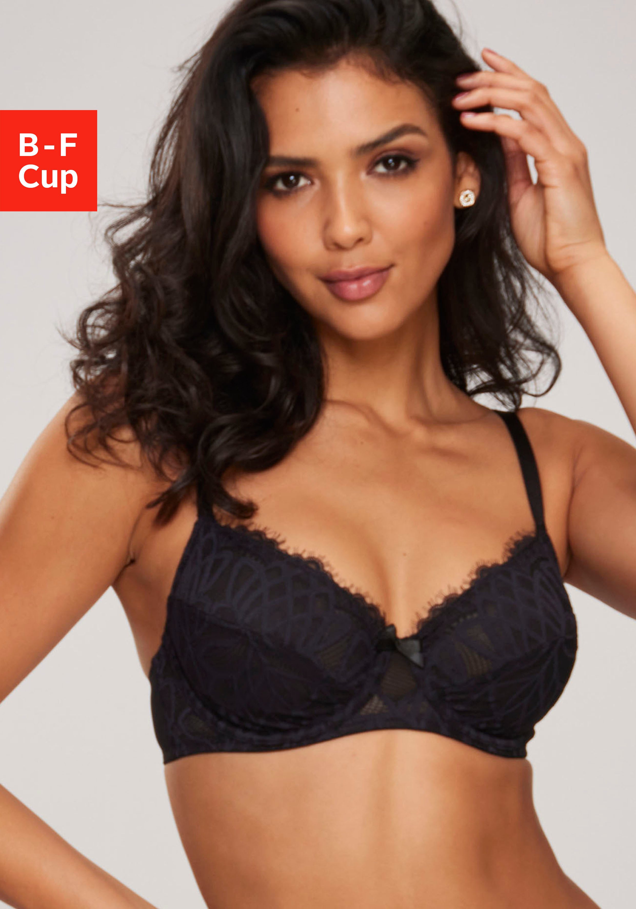 LASCANA Bügel-BH Cara mit femininer Spitze, anteilig aus recyceltem Material, Dessous