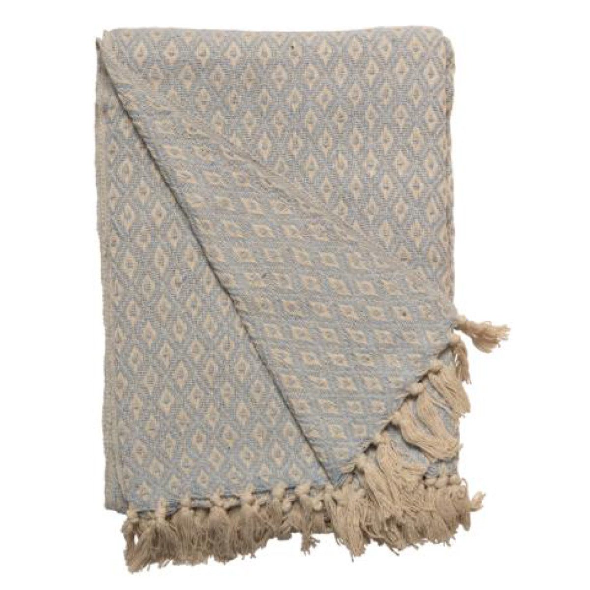 Wohndecke Decke Überwurf Harlekin 100% Baumwolle 130x180 Skandinavisch Hellblau, AU Maison, 100% recycelte Baumwolle