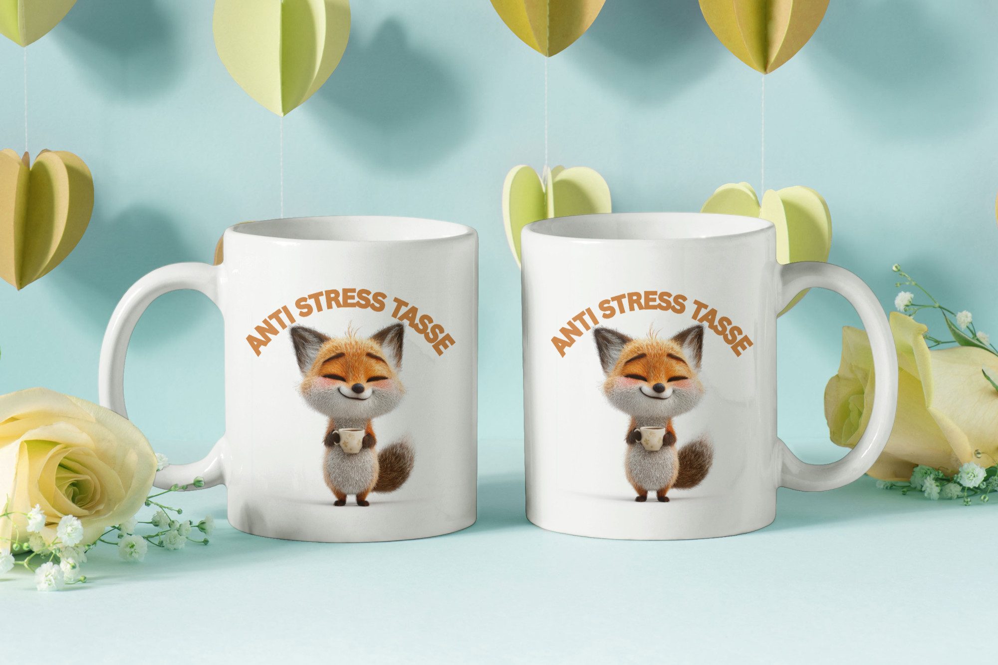 WS-Trend Tasse Anti Stress Fuchs Fox Kaffeetasse Teetasse Tasse Geschenkidee 325 ml, Keramik