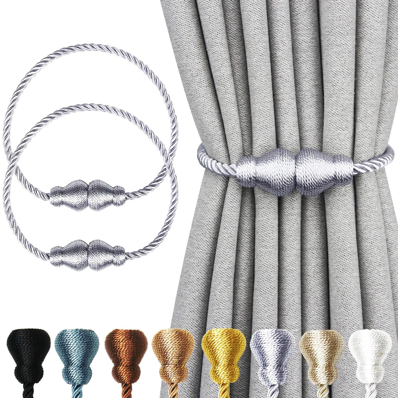 Agger Raffhalter Magnetische Raffhalter 2 Stück für Vorhänge – Dekorative Seil, (2-tlg), Raffhalter mit Magnetverschluss für Innen- und Außenbereich
