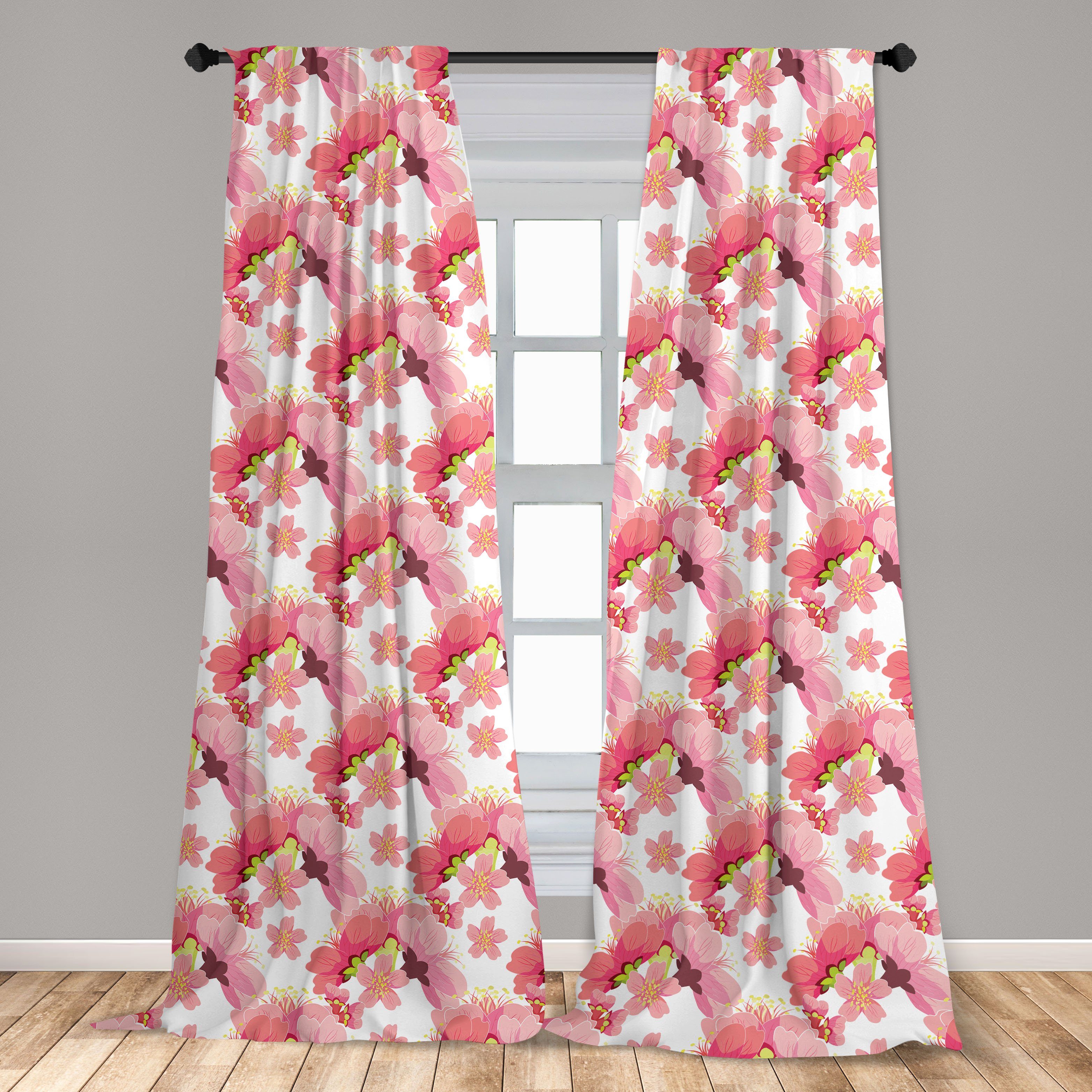 Gardine Vorhang für Wohnzimmer Schlafzimmer Kirschblüten-Knospen-Muster Dekor, Abakuhaus, Microfaser, Blumen