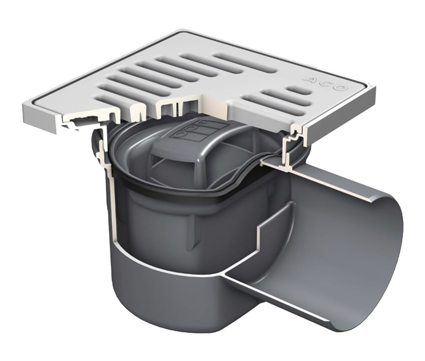 ACO Severin Ahlmann GmbH & Co. KG Haus- und Hofablauf DN100 Kellerablauf mit Rost, inkl. Schlammeimer und Geruchsverschluss