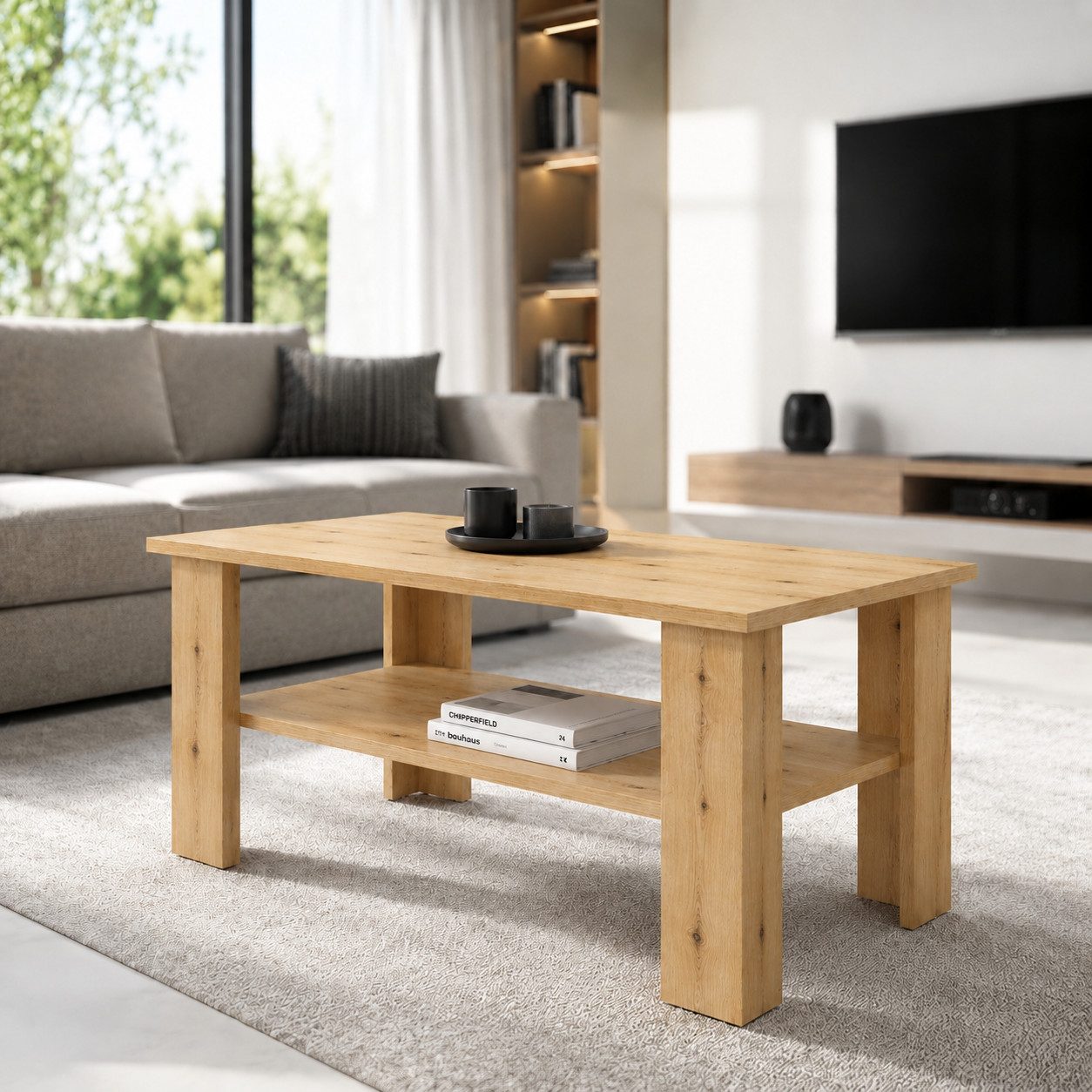 OTTO home Couchtisch CT 2 Wohnzimmertisch, Sofatisch, Beistelltisch, Kaffeetisch, Mit Ablage, quadratisch/rechteckig, weiß Hochglanz oder Artisan-Dekor – Bild 2 von 5