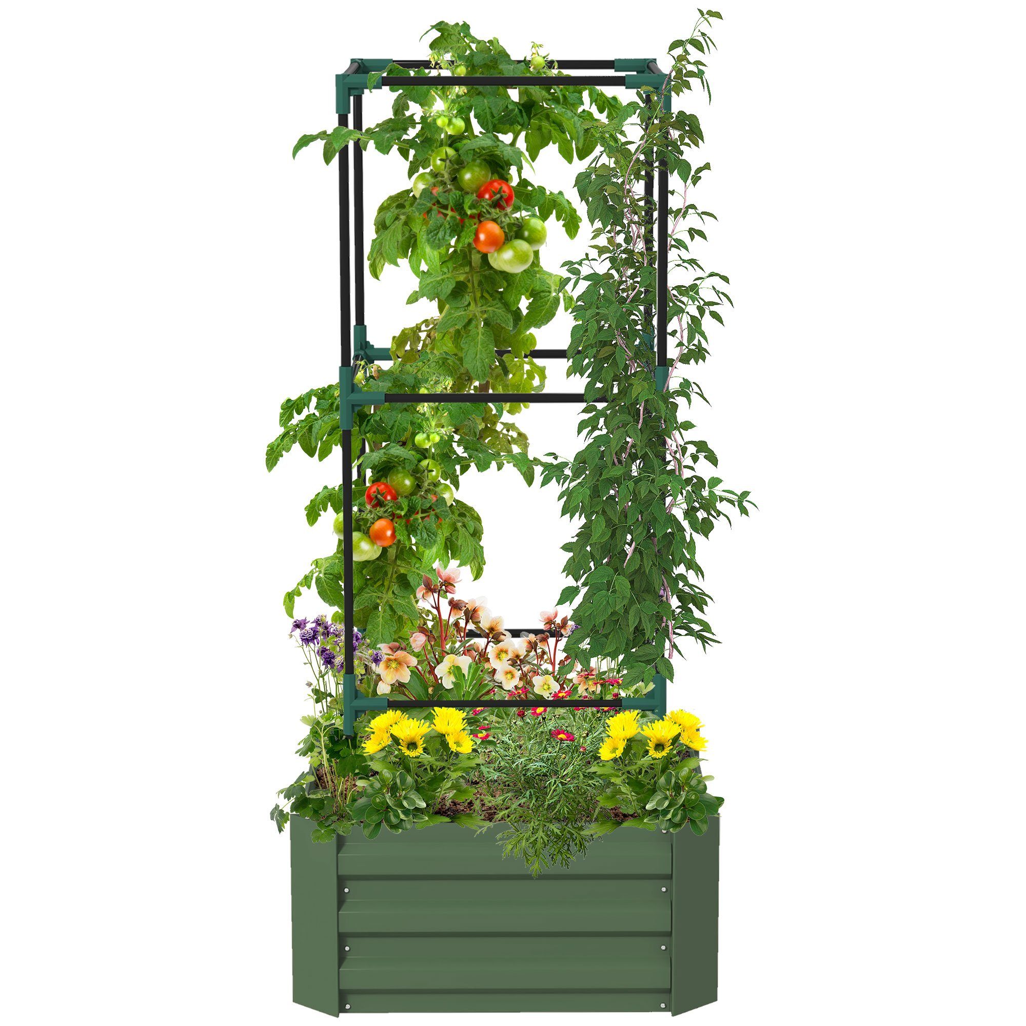 Outsunny Hochbeet mit Rankhilfe, Blumenkasten mit günstig online kaufen