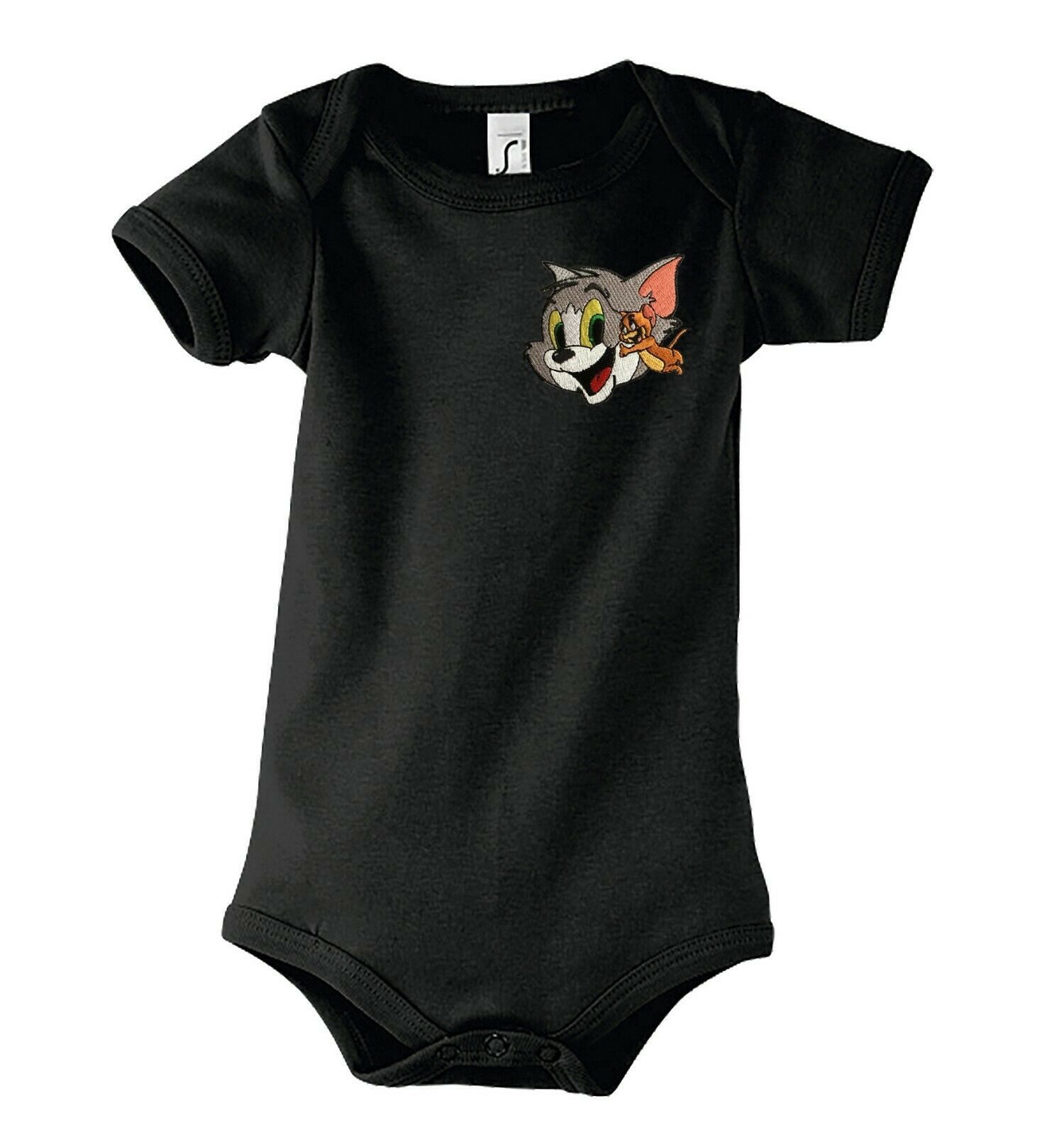 Blondie & Brownie Strampler Baby Body Tom und Jerry Katz Maus Retro Comic Baumwolle Druckknöpfen (Einzelstück, Einzelartikel) ComicPatch KatzMaus Babybody ClassicFit