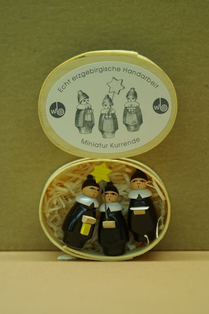 Volkskunst Wolfgang Braun Weihnachtsfigur Holzfiguren Kurrendefiguren in der Spandose Durchmesser Spandose: